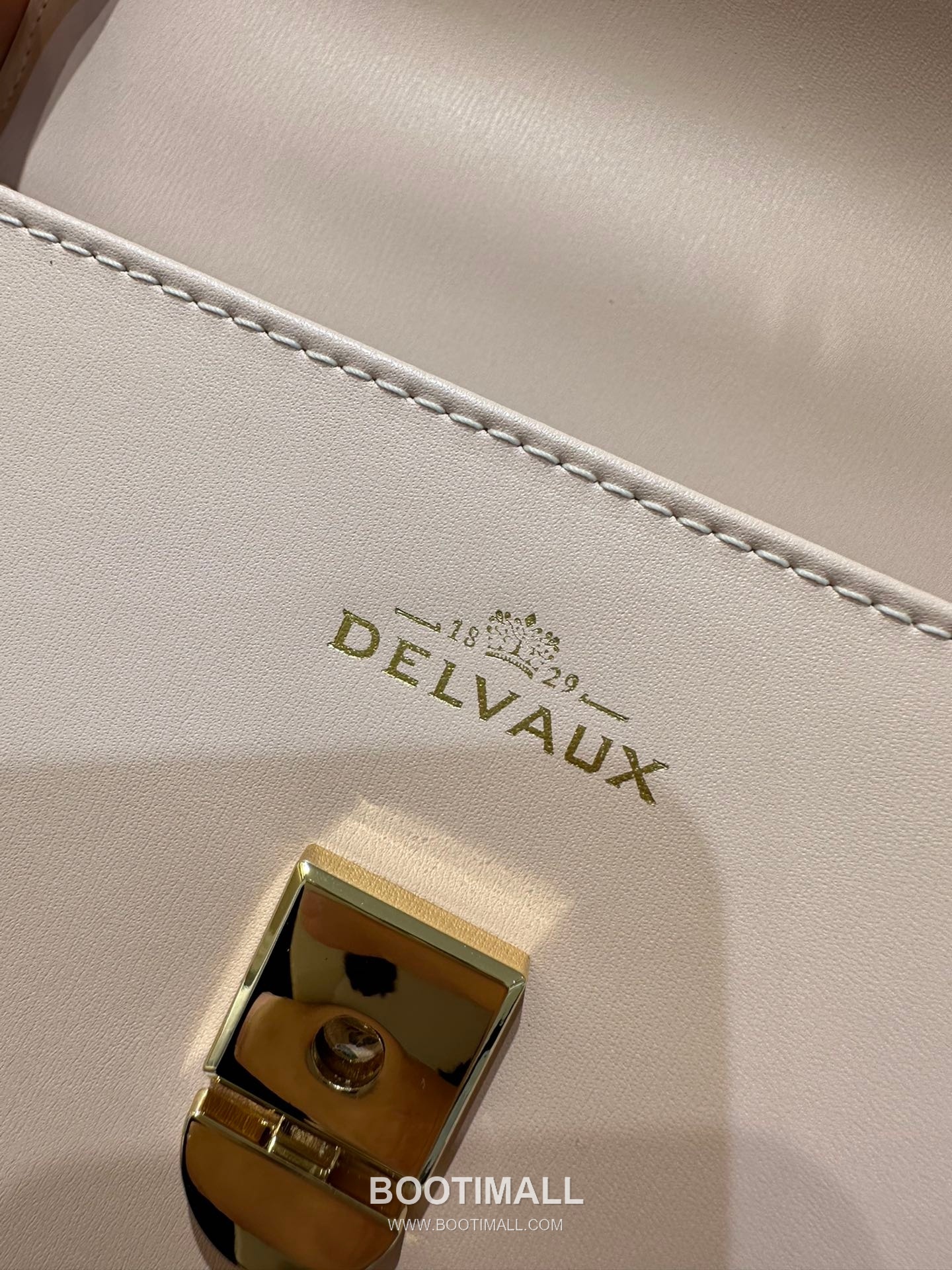 델보 템페트 PM 박스 카프스킨 핑크 트리컬러 스트랩 메탈락 플랩 핸드백 Delvaux Tempete PM Box Calfskin Pink Tricolor Strap Metal Lock Flap Handbag 99160066 28cm 7