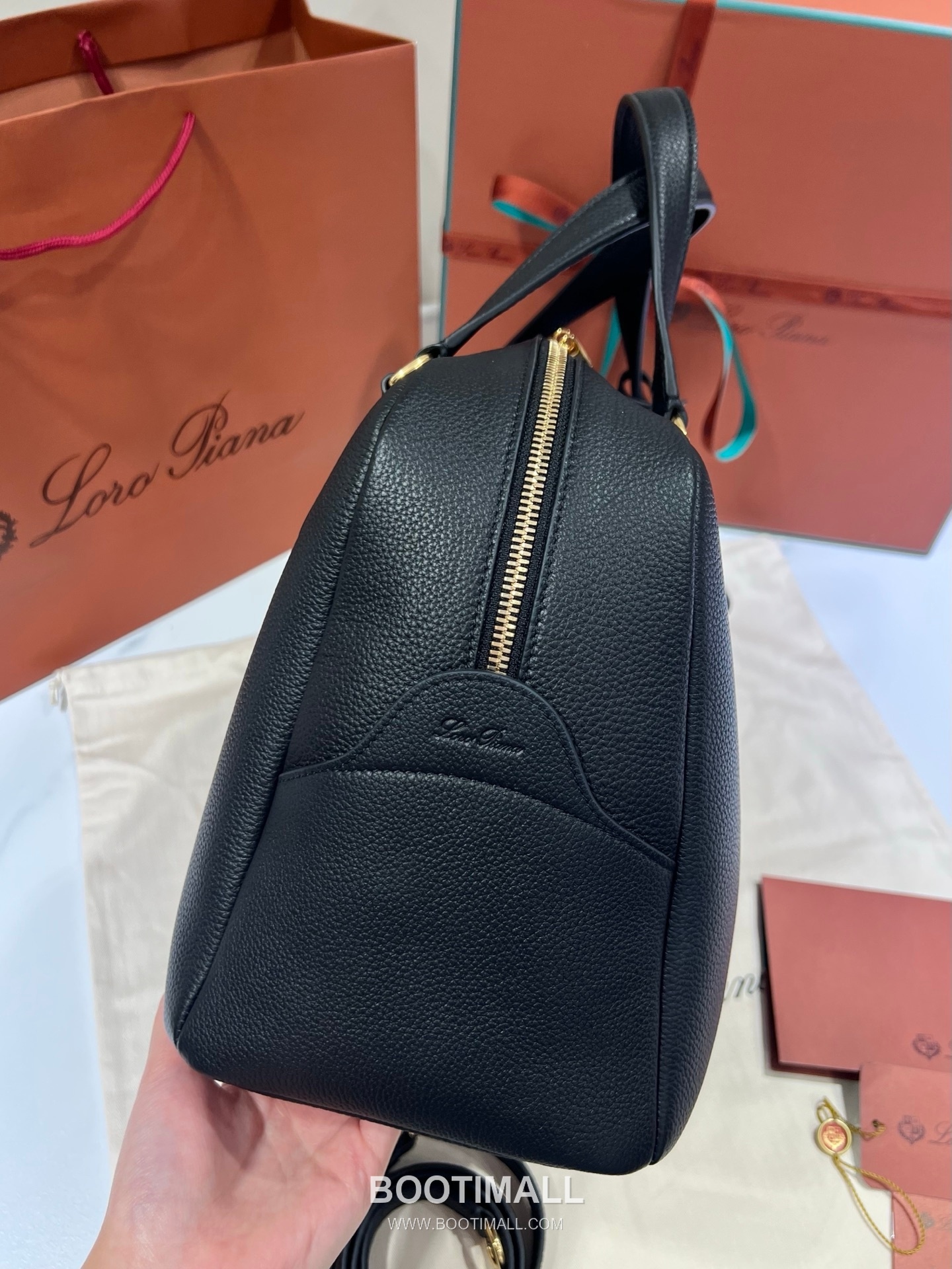 로로피아나 니들 라지 카프스킨 브라운 스트랩 더블지퍼 토트 핸드백 Loro Piana Needle Large Calfskin Brown Strap Double Zip Tote Handbag 39cm 5