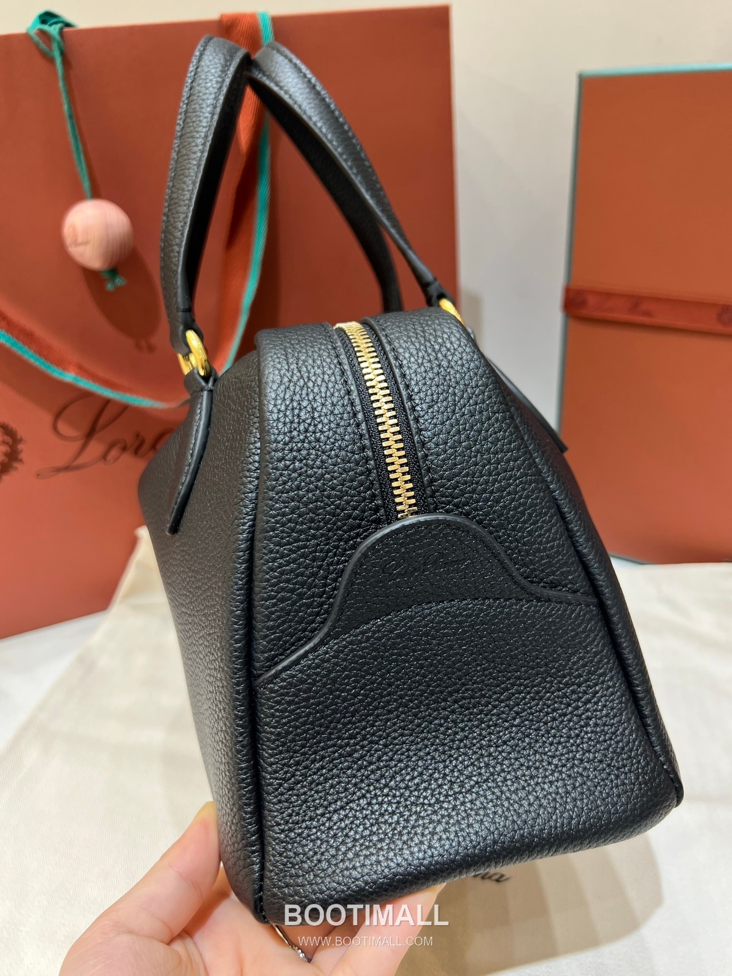 로로피아나 니들 스몰 캔버스 카프스킨 베이지 스트랩 더블지퍼 토트 핸드백 Loro Piana Needle Small Canvas Calfskin Beige Strap Double Zip Tote Handbag 31cm 8