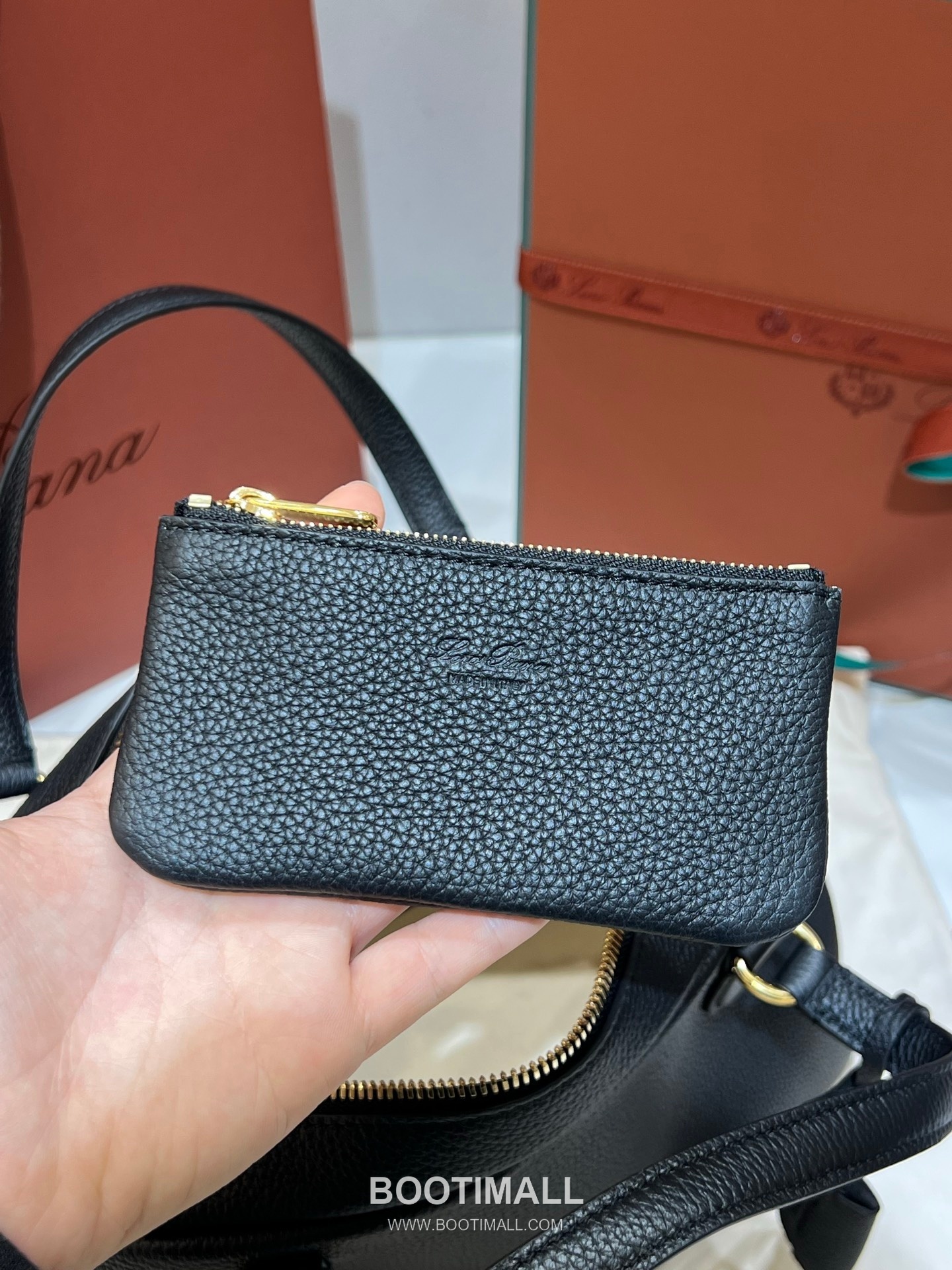 로로피아나 니들 스몰 캔버스 카프스킨 베이지 스트랩 더블지퍼 토트 핸드백 Loro Piana Needle Small Canvas Calfskin Beige Strap Double Zip Tote Handbag 31cm 11