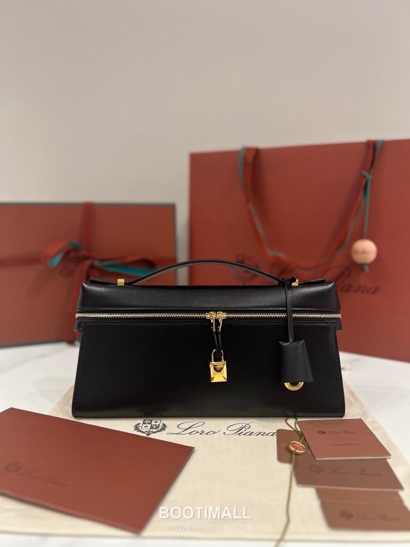 로로피아나 엑스트라 클러치 L29 새들 레더 블랙 더블지퍼 파우치 클러치백 Loro Piana Extra Clutch L29 Saddle Leather Black Double Zip Pouch Clutch Bag 29cm 5