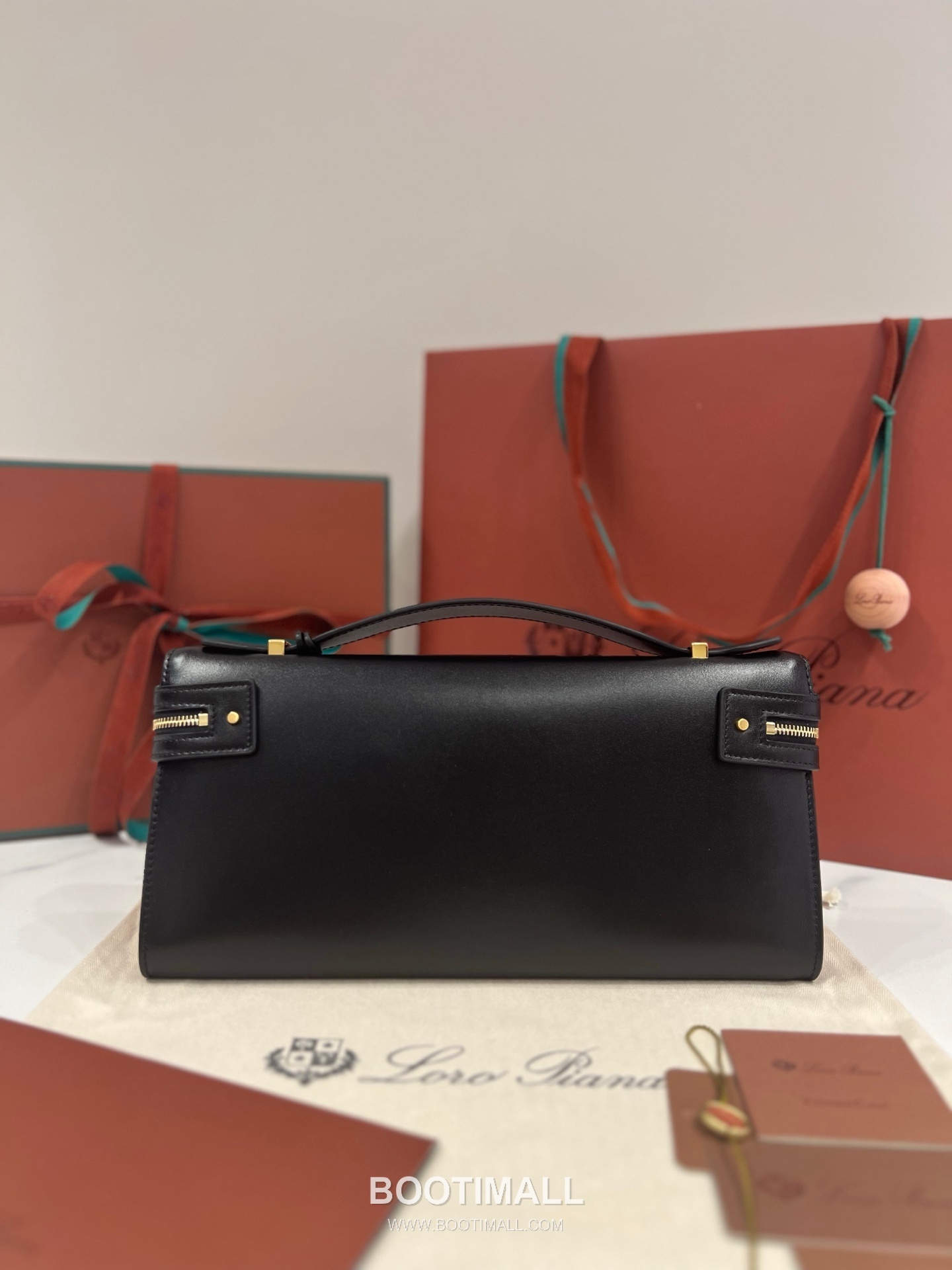 로로피아나 엑스트라 클러치 L29 새들 레더 블랙 더블지퍼 파우치 클러치백 Loro Piana Extra Clutch L29 Saddle Leather Black Double Zip Pouch Clutch Bag 29cm 6