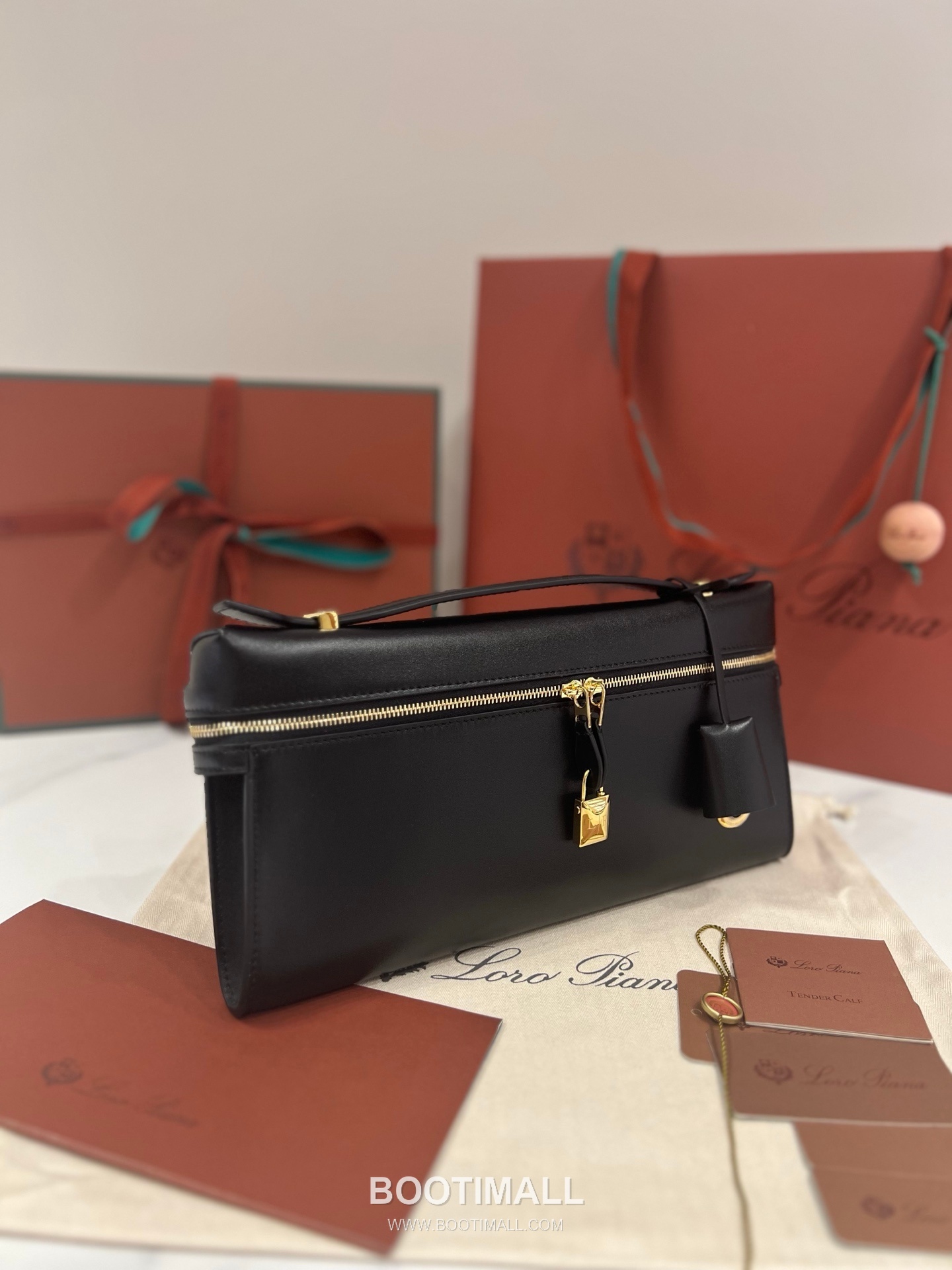 로로피아나 엑스트라 클러치 L29 새들 레더 블랙 더블지퍼 파우치 클러치백 Loro Piana Extra Clutch L29 Saddle Leather Black Double Zip Pouch Clutch Bag 29cm 7