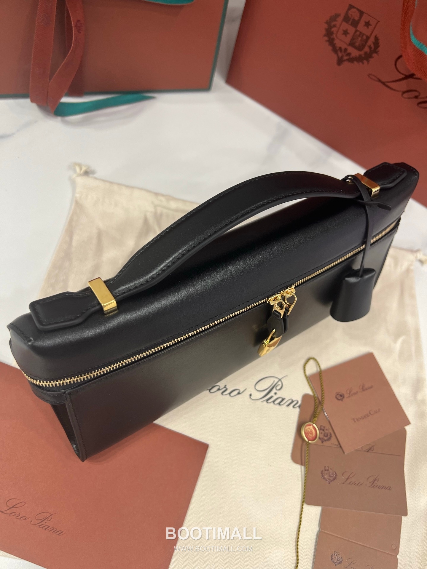 로로피아나 엑스트라 클러치 L29 새들 레더 블랙 더블지퍼 파우치 클러치백 Loro Piana Extra Clutch L29 Saddle Leather Black Double Zip Pouch Clutch Bag 29cm 8