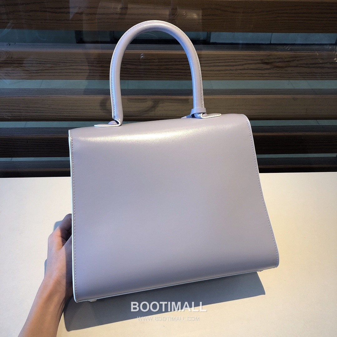 델보 브리앙 MM 박스 카프스킨 라벤더 퍼플 스트랩 메탈락 플랩 핸드백 Delvaux Brillant MM Box Calfskin Lavender Purple Strap Metal Lock Flap Handbag 99105066 28cm 3