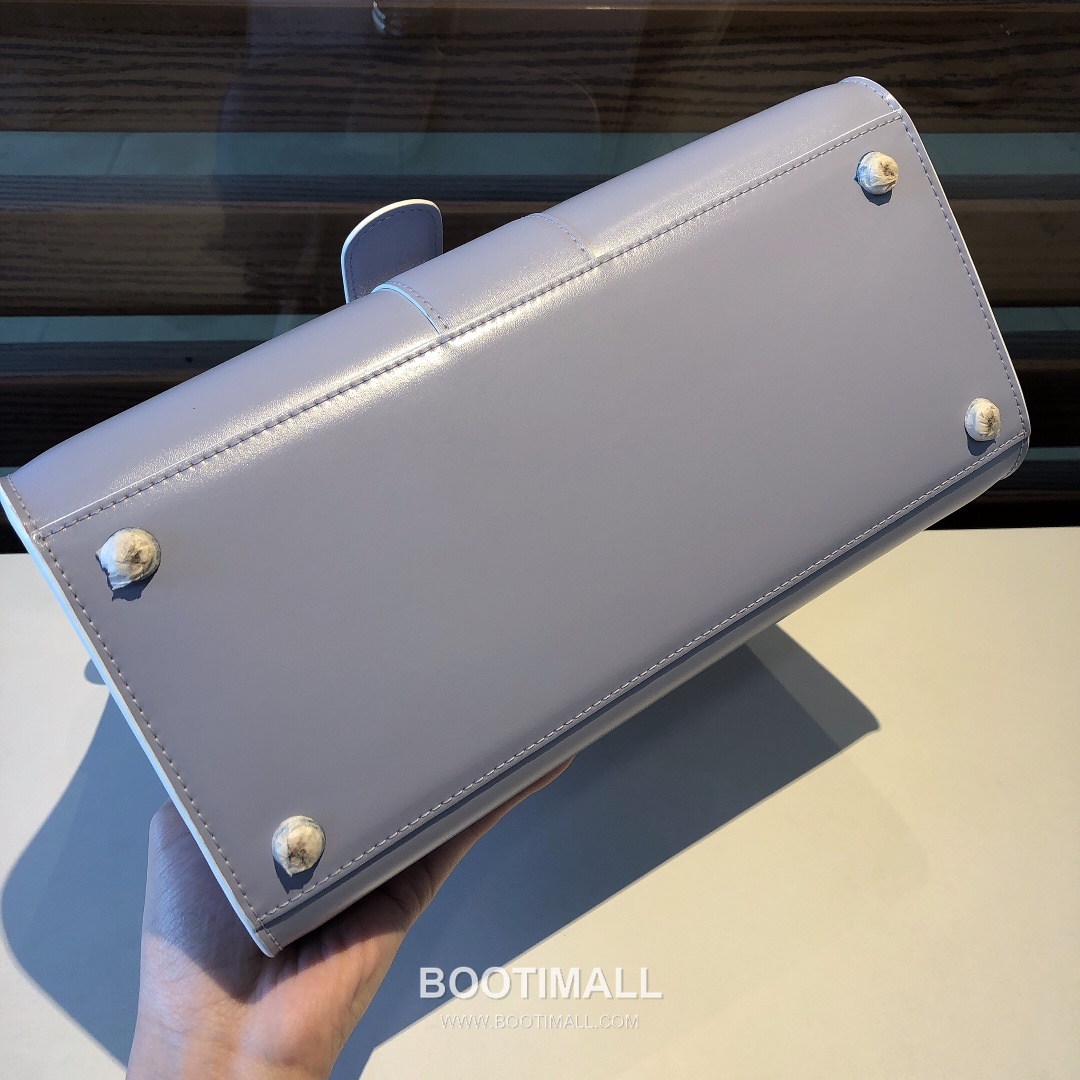 델보 브리앙 MM 박스 카프스킨 라벤더 퍼플 스트랩 메탈락 플랩 핸드백 Delvaux Brillant MM Box Calfskin Lavender Purple Strap Metal Lock Flap Handbag 99105066 28cm 9