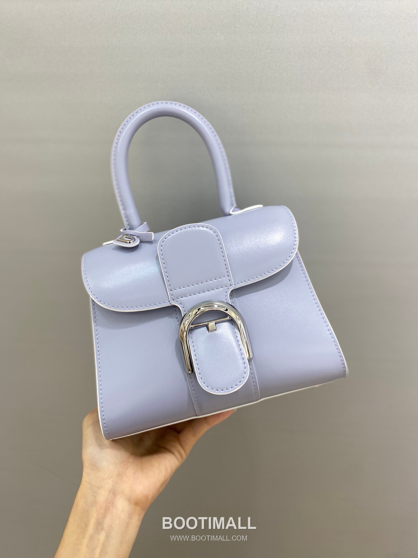 델보 브리앙 스몰 박스 카프스킨 퍼플 스트랩 메탈락 플랩 핸드백 Delvaux Brillant Small Box Calfskin Purple Strap Metal Lock Flap Handbag 99095066 20cm 2