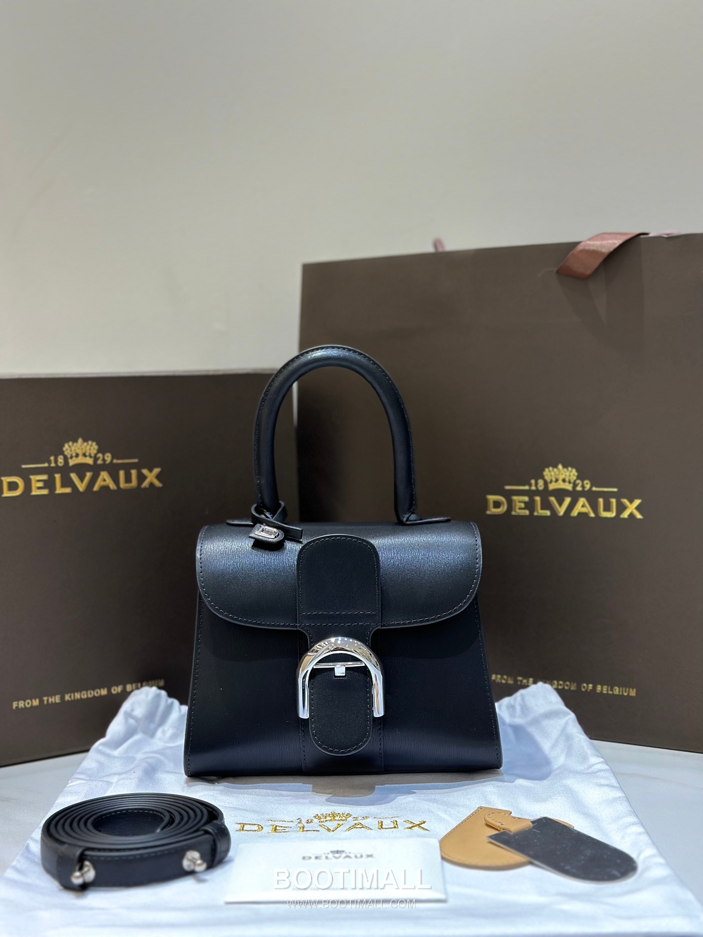 델보 브리앙 스몰 박스 카프스킨 퍼플 스트랩 메탈락 플랩 핸드백 Delvaux Brillant Small Box Calfskin Purple Strap Metal Lock Flap Handbag 99095066 20cm 1