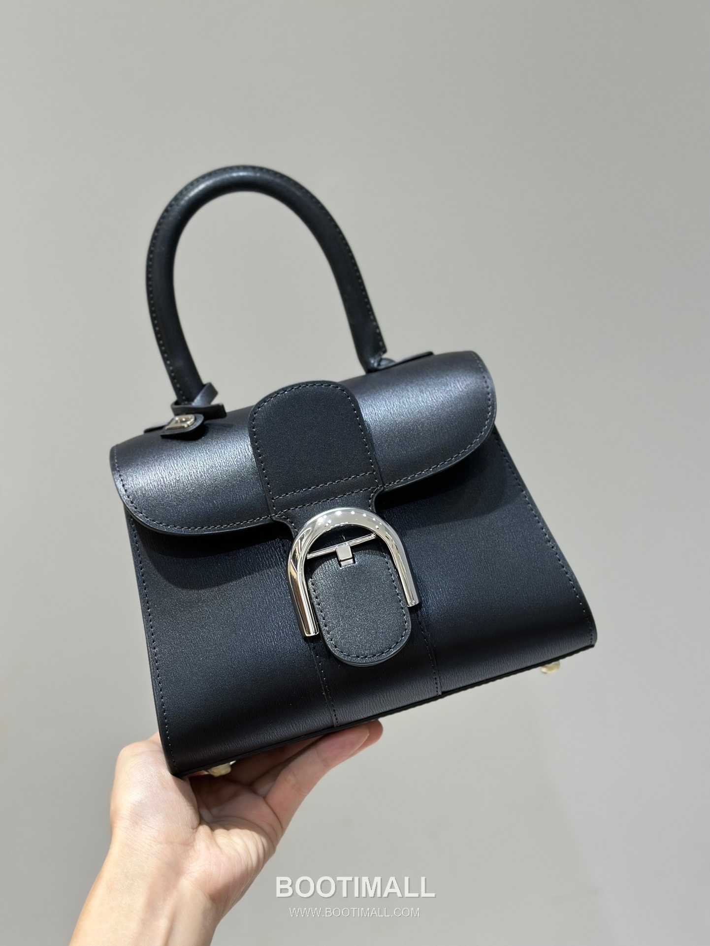 델보 브리앙 스몰 박스 카프스킨 퍼플 스트랩 메탈락 플랩 핸드백 Delvaux Brillant Small Box Calfskin Purple Strap Metal Lock Flap Handbag 99095066 20cm 2