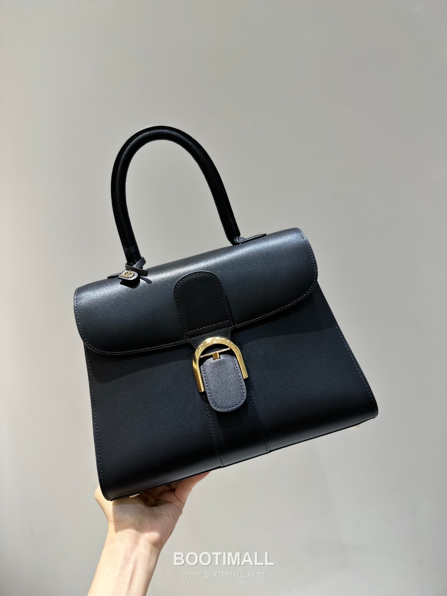 델보 브리앙 MM 박스 카프스킨 라벤더 퍼플 스트랩 메탈락 플랩 핸드백 Delvaux Brillant MM Box Calfskin Lavender Purple Strap Metal Lock Flap Handbag 99105066 28cm 2