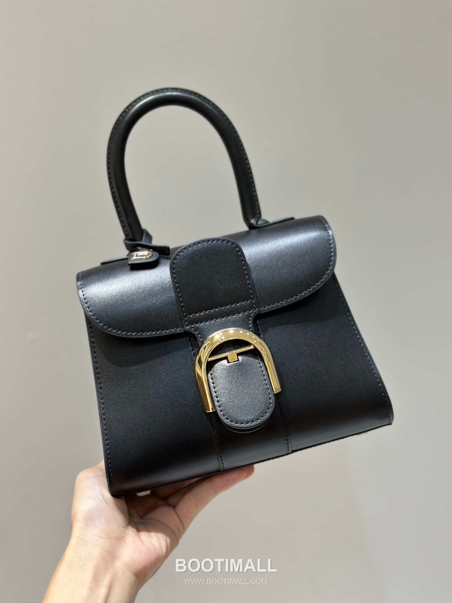 델보 브리앙 스몰 박스 카프스킨 퍼플 스트랩 메탈락 플랩 핸드백 Delvaux Brillant Small Box Calfskin Purple Strap Metal Lock Flap Handbag 99095066 20cm 2