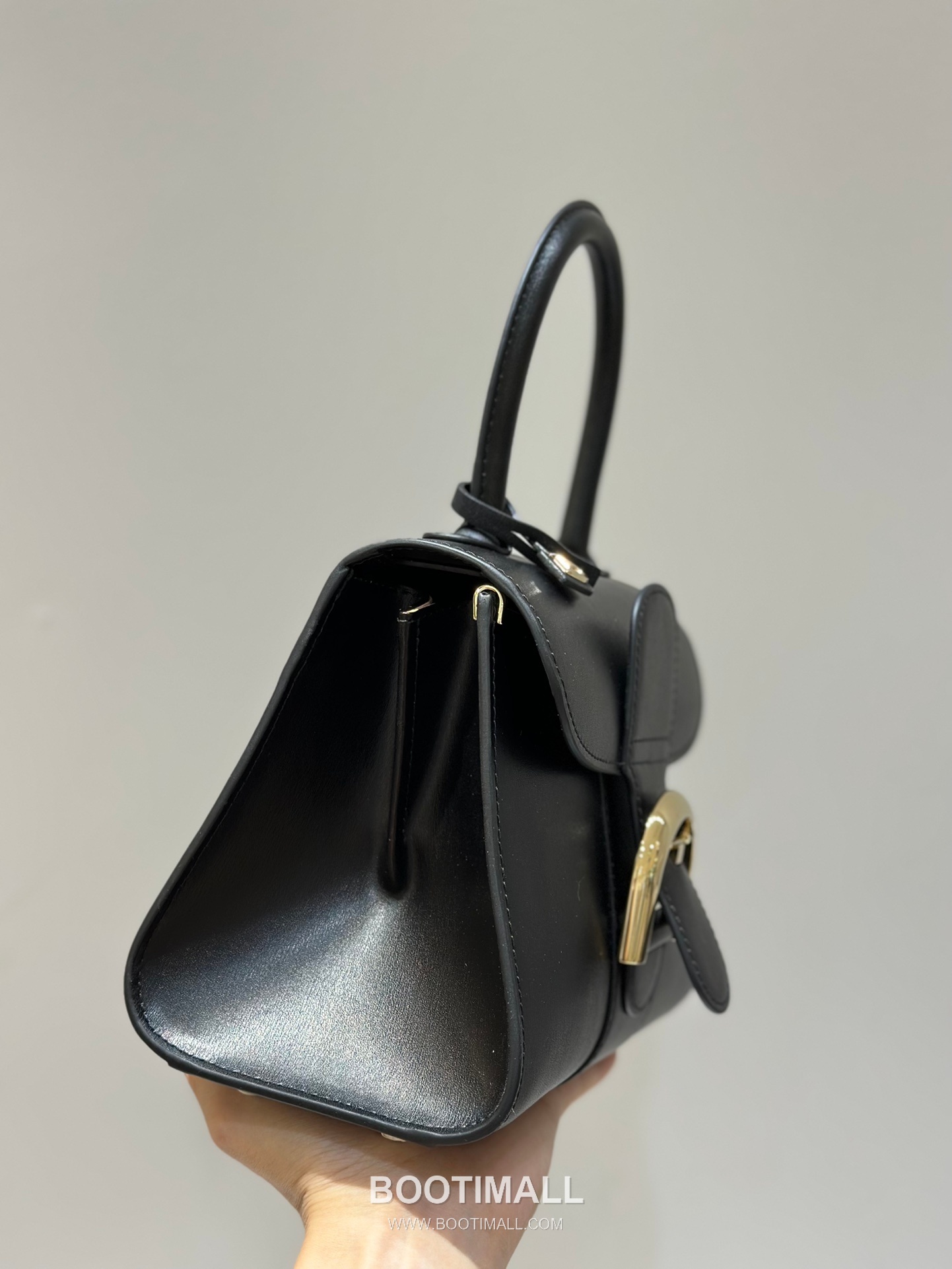 델보 브리앙 스몰 박스 카프스킨 퍼플 스트랩 메탈락 플랩 핸드백 Delvaux Brillant Small Box Calfskin Purple Strap Metal Lock Flap Handbag 99095066 20cm 4