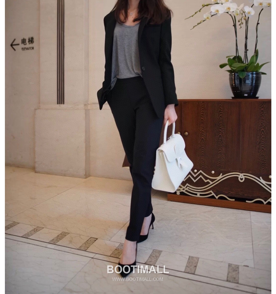 델보 브리앙 MM 박스 카프스킨 라벤더 퍼플 스트랩 메탈락 플랩 핸드백 Delvaux Brillant MM Box Calfskin Lavender Purple Strap Metal Lock Flap Handbag 99105066 28cm 3