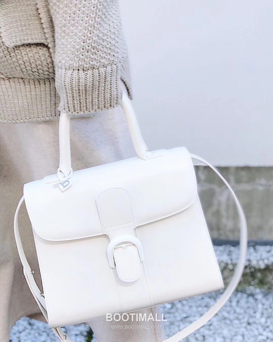 델보 브리앙 MM 박스 카프스킨 라벤더 퍼플 스트랩 메탈락 플랩 핸드백 Delvaux Brillant MM Box Calfskin Lavender Purple Strap Metal Lock Flap Handbag 99105066 28cm 4