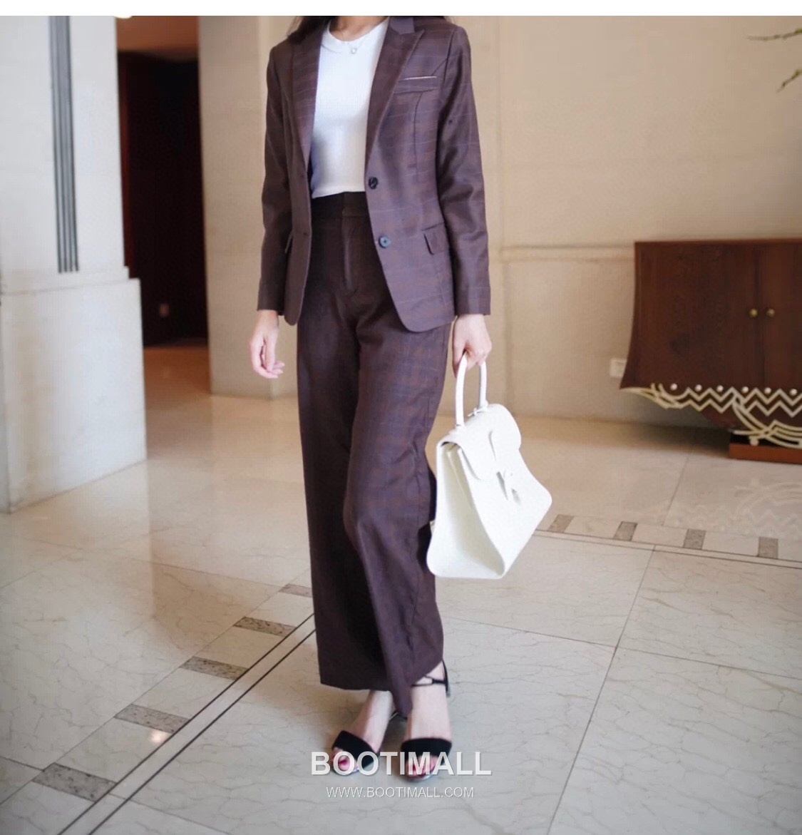 델보 브리앙 MM 박스 카프스킨 라벤더 퍼플 스트랩 메탈락 플랩 핸드백 Delvaux Brillant MM Box Calfskin Lavender Purple Strap Metal Lock Flap Handbag 99105066 28cm 6