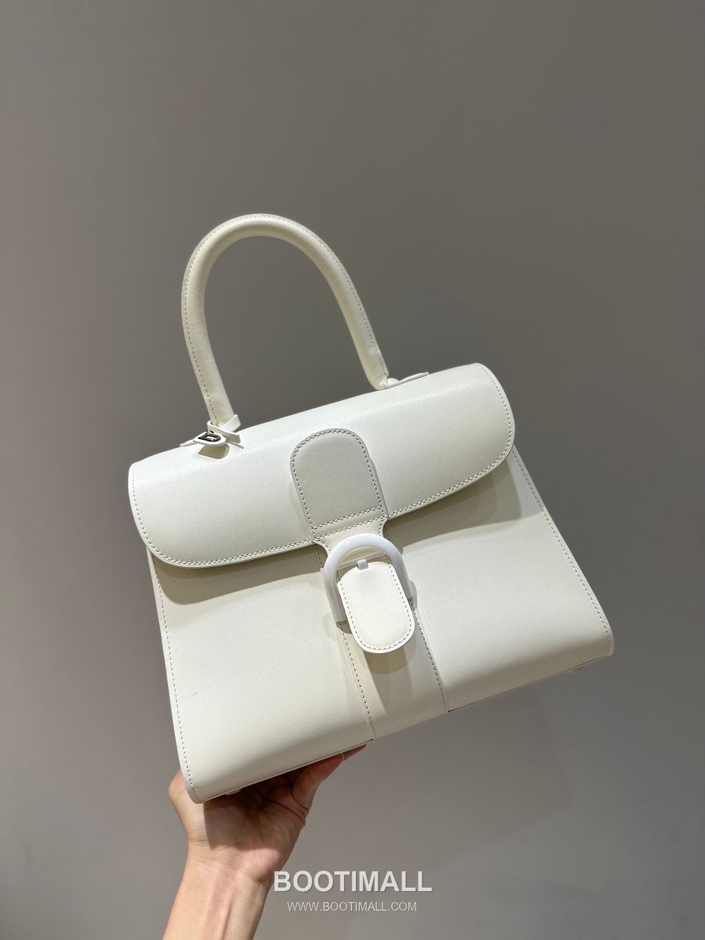 델보 브리앙 MM 박스 카프스킨 라벤더 퍼플 스트랩 메탈락 플랩 핸드백 Delvaux Brillant MM Box Calfskin Lavender Purple Strap Metal Lock Flap Handbag 99105066 28cm 8