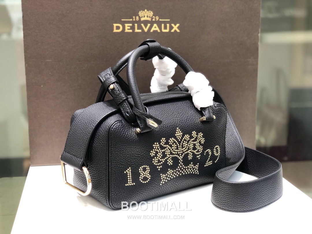 델보 쿨 박스 스몰 카프스킨 블랙 스트랩 D링 지퍼 토트 핸드백 Delvaux Cool Box Small Calfskin Black Strap D Ring Zip Tote Handbag 99130066 22cm 3
