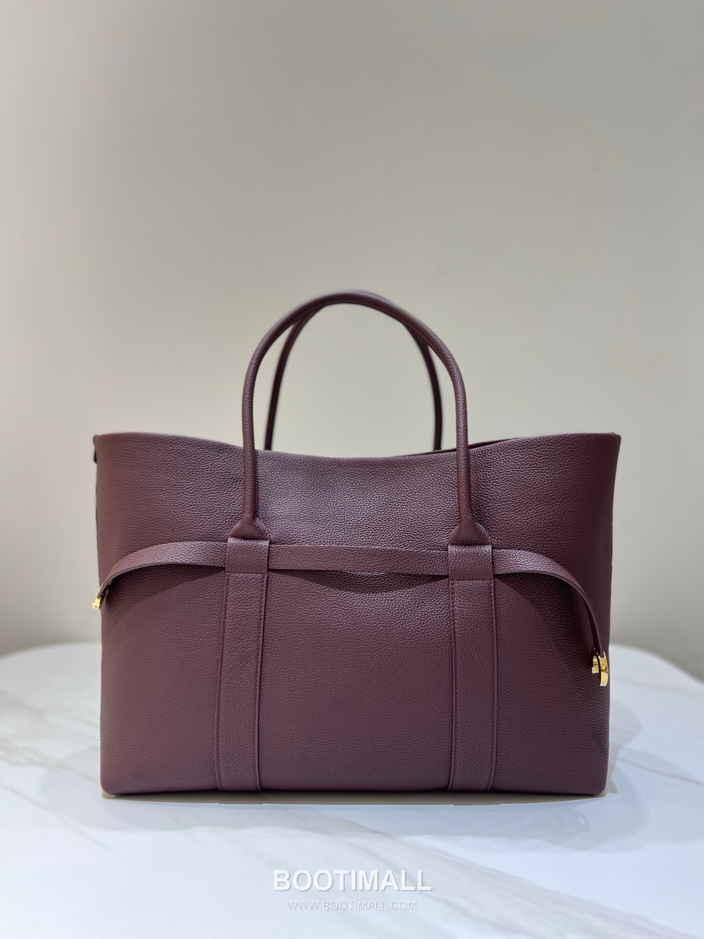 로로피아나 기에라 쇼퍼 라지 그레인 레더 그레이 벨트링 토트 핸드백 Loro Piana Ghiera Shopper Large Grain Leather Gray Belt Ring Tote Handbag 40cm 2