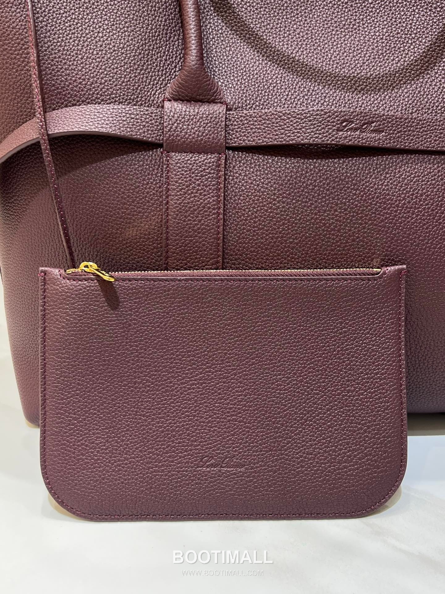 로로피아나 기에라 쇼퍼 라지 그레인 레더 그레이 벨트링 토트 핸드백 Loro Piana Ghiera Shopper Large Grain Leather Gray Belt Ring Tote Handbag 40cm 9