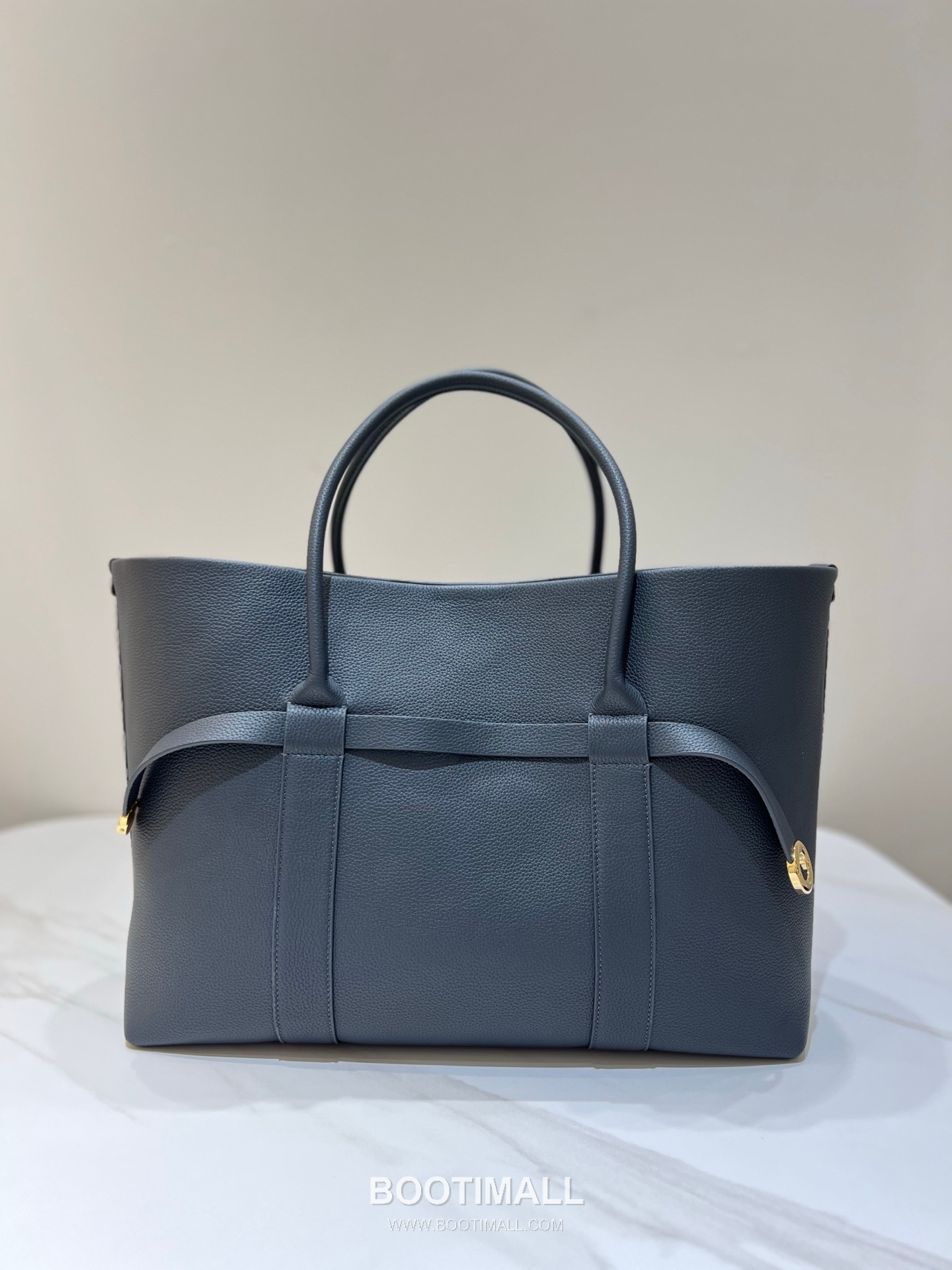 로로피아나 기에라 쇼퍼 라지 그레인 레더 그레이 벨트링 토트 핸드백 Loro Piana Ghiera Shopper Large Grain Leather Gray Belt Ring Tote Handbag 40cm 2