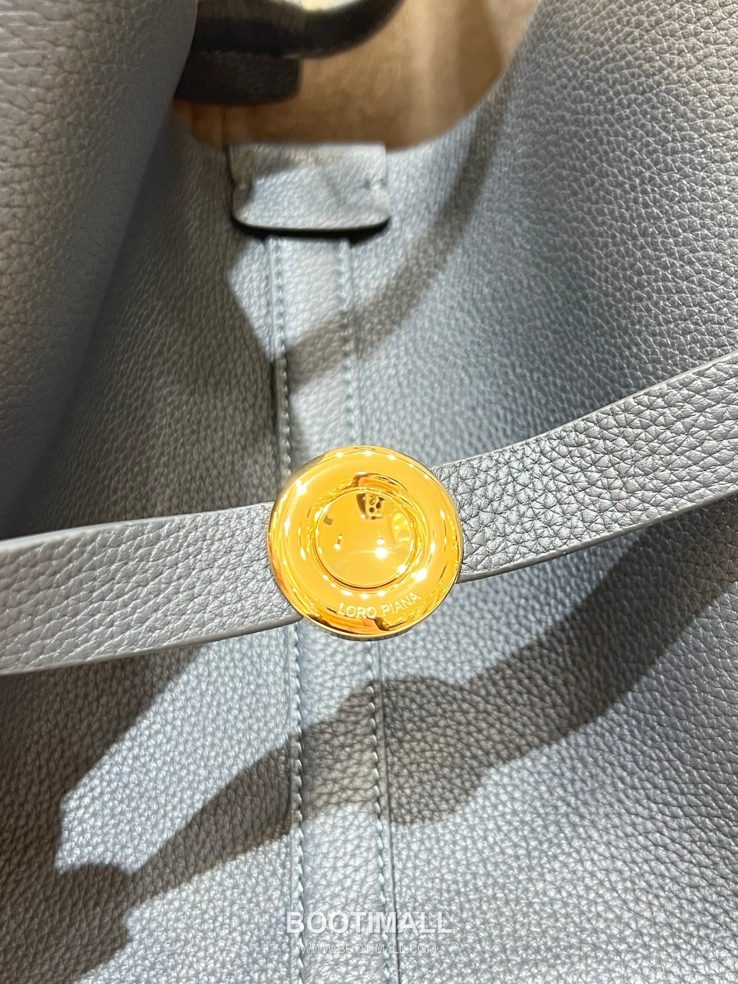 로로피아나 기에라 쇼퍼 라지 그레인 레더 그레이 벨트링 토트 핸드백 Loro Piana Ghiera Shopper Large Grain Leather Gray Belt Ring Tote Handbag 40cm 6