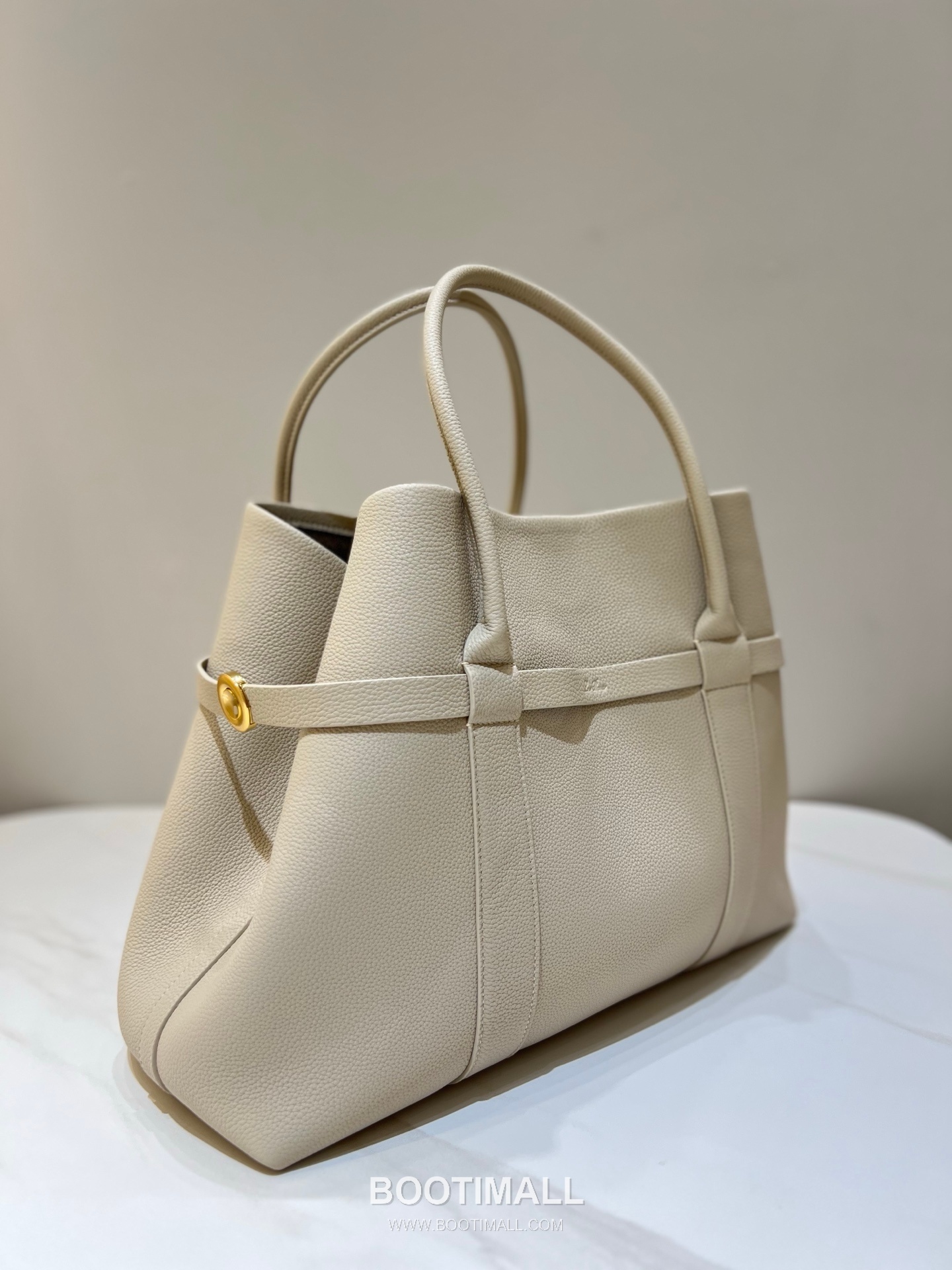 로로피아나 기에라 쇼퍼 라지 그레인 레더 그레이 벨트링 토트 핸드백 Loro Piana Ghiera Shopper Large Grain Leather Gray Belt Ring Tote Handbag 40cm 3