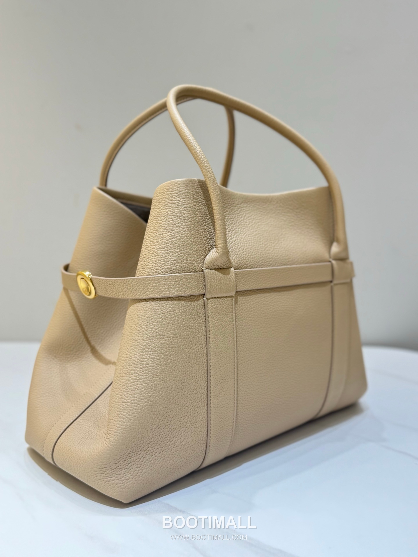 로로피아나 기에라 쇼퍼 라지 그레인 레더 그레이 벨트링 토트 핸드백 Loro Piana Ghiera Shopper Large Grain Leather Gray Belt Ring Tote Handbag 40cm 3