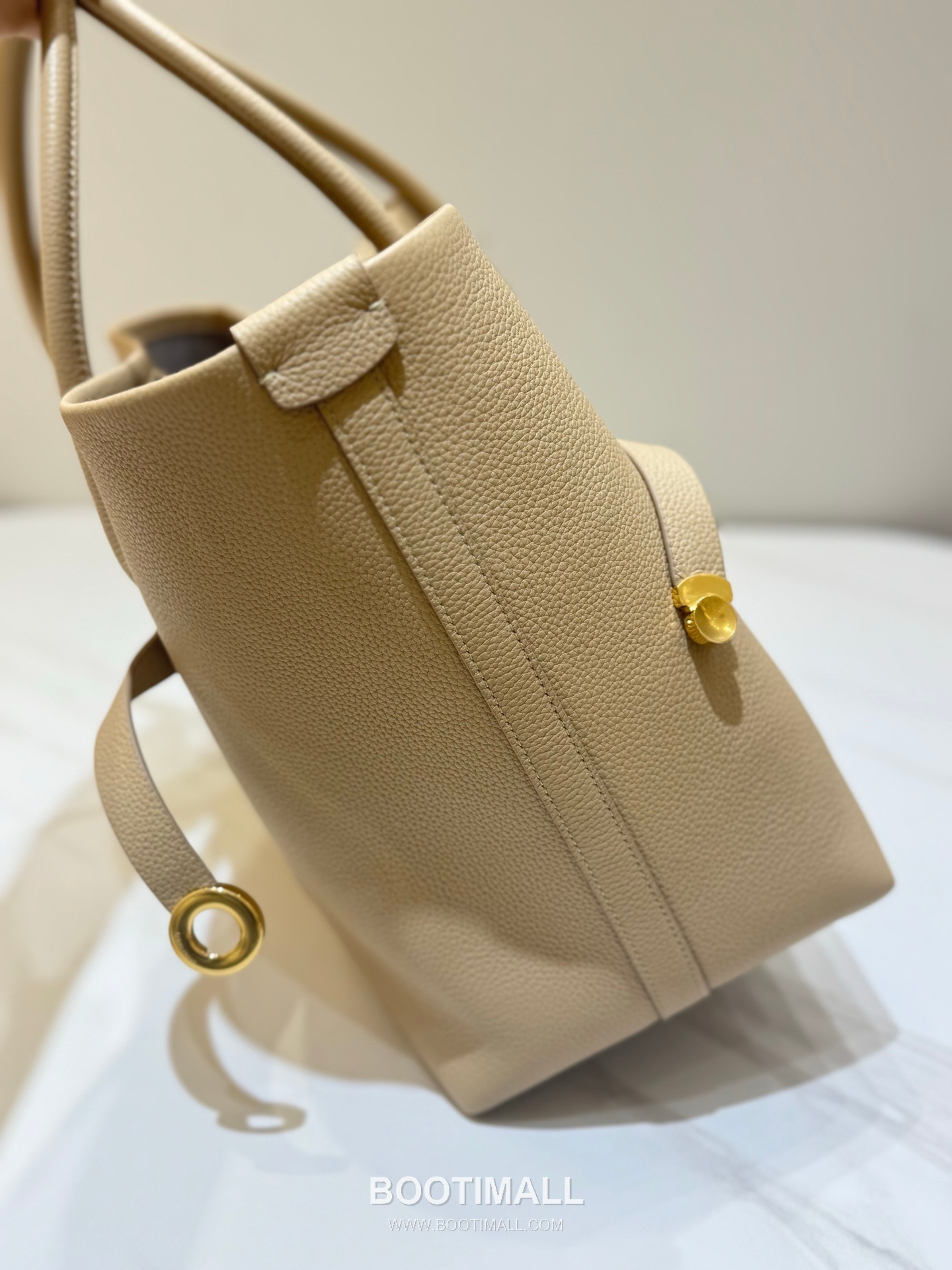 로로피아나 기에라 쇼퍼 라지 그레인 레더 그레이 벨트링 토트 핸드백 Loro Piana Ghiera Shopper Large Grain Leather Gray Belt Ring Tote Handbag 40cm 4