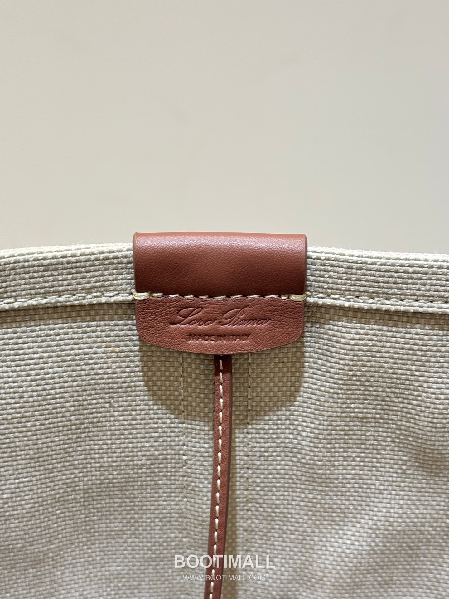 로로피아나 기에라 쇼퍼 라지 캔버스 카프스킨 베이지 벨트링 토트 핸드백 Loro Piana Ghiera Shopper Large Canvas Calfskin Beige Belt Ring Tote Handbag 40cm 8