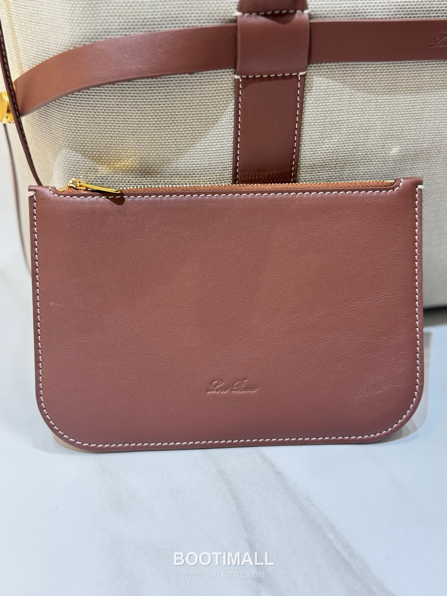 로로피아나 기에라 쇼퍼 라지 캔버스 카프스킨 베이지 벨트링 토트 핸드백 Loro Piana Ghiera Shopper Large Canvas Calfskin Beige Belt Ring Tote Handbag 40cm 9