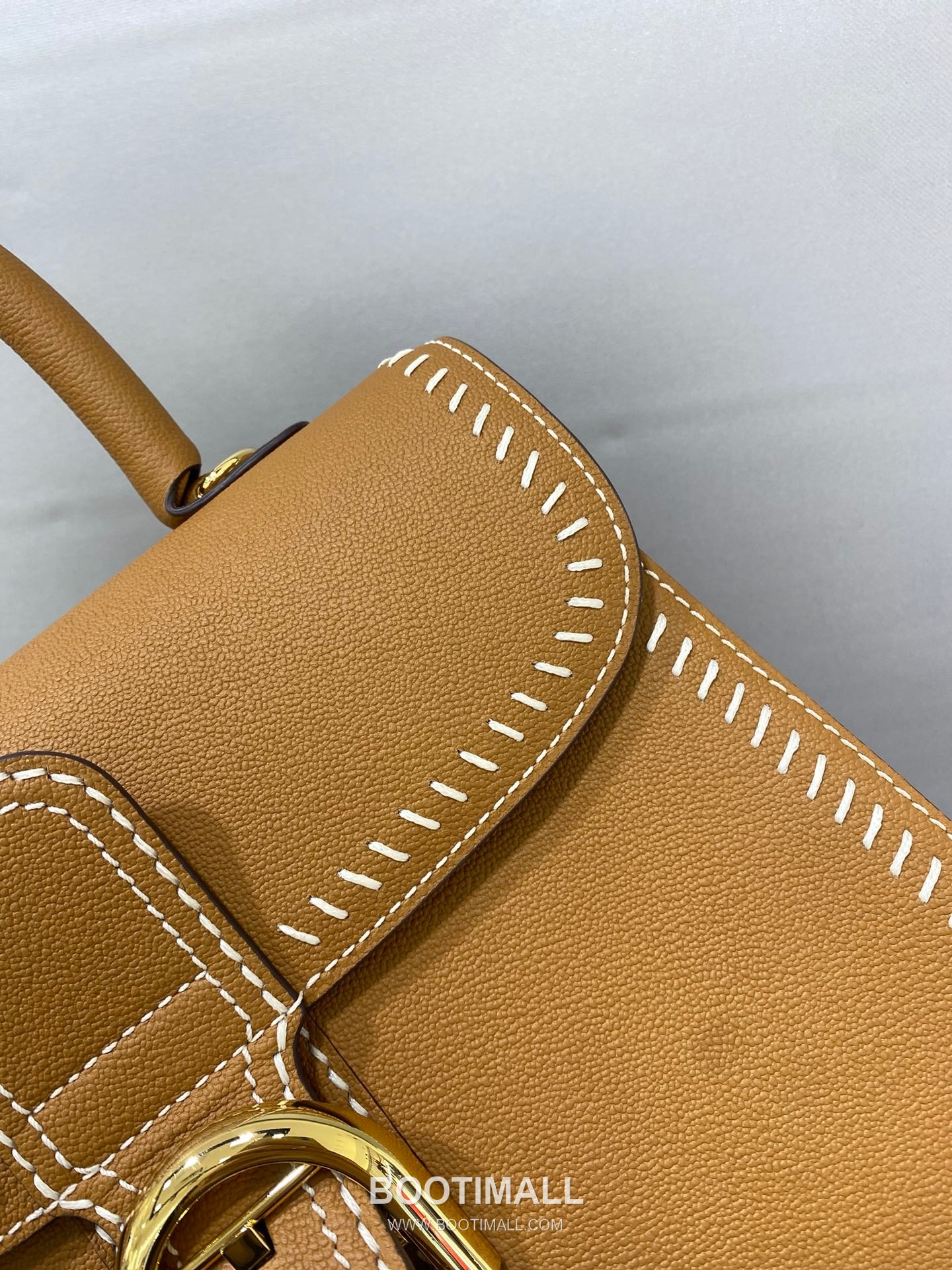 델보 브리앙 21 박스 카프스킨 카멜 스트랩 외부스티치 메탈락 플랩 핸드백 Delvaux Brillant 21 Box Calfskin Camel Strap External Stitch Metal Lock Flap Handbag 99150066 28cm 5
