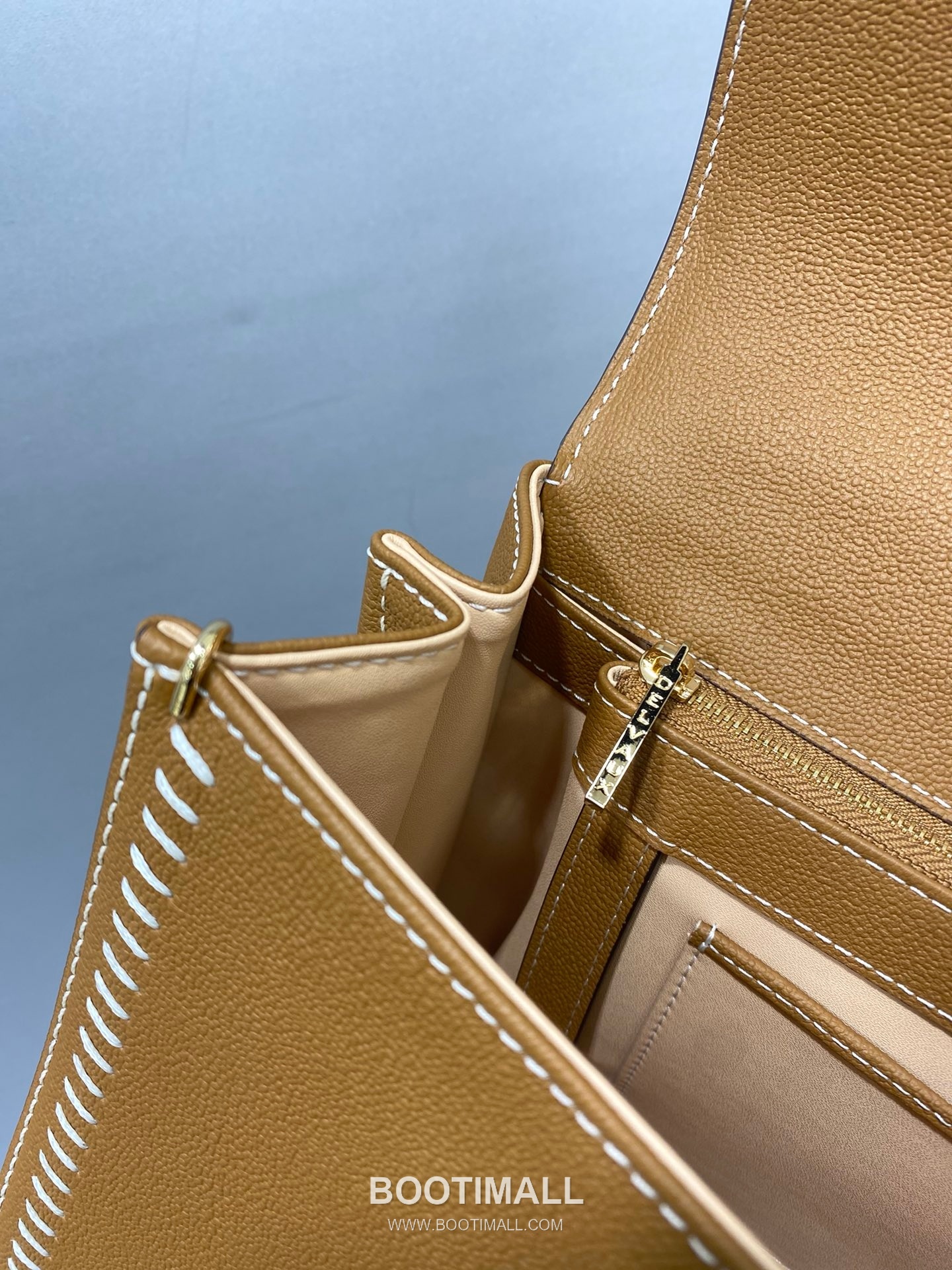 델보 브리앙 21 박스 카프스킨 카멜 스트랩 외부스티치 메탈락 플랩 핸드백 Delvaux Brillant 21 Box Calfskin Camel Strap External Stitch Metal Lock Flap Handbag 99150066 28cm 7