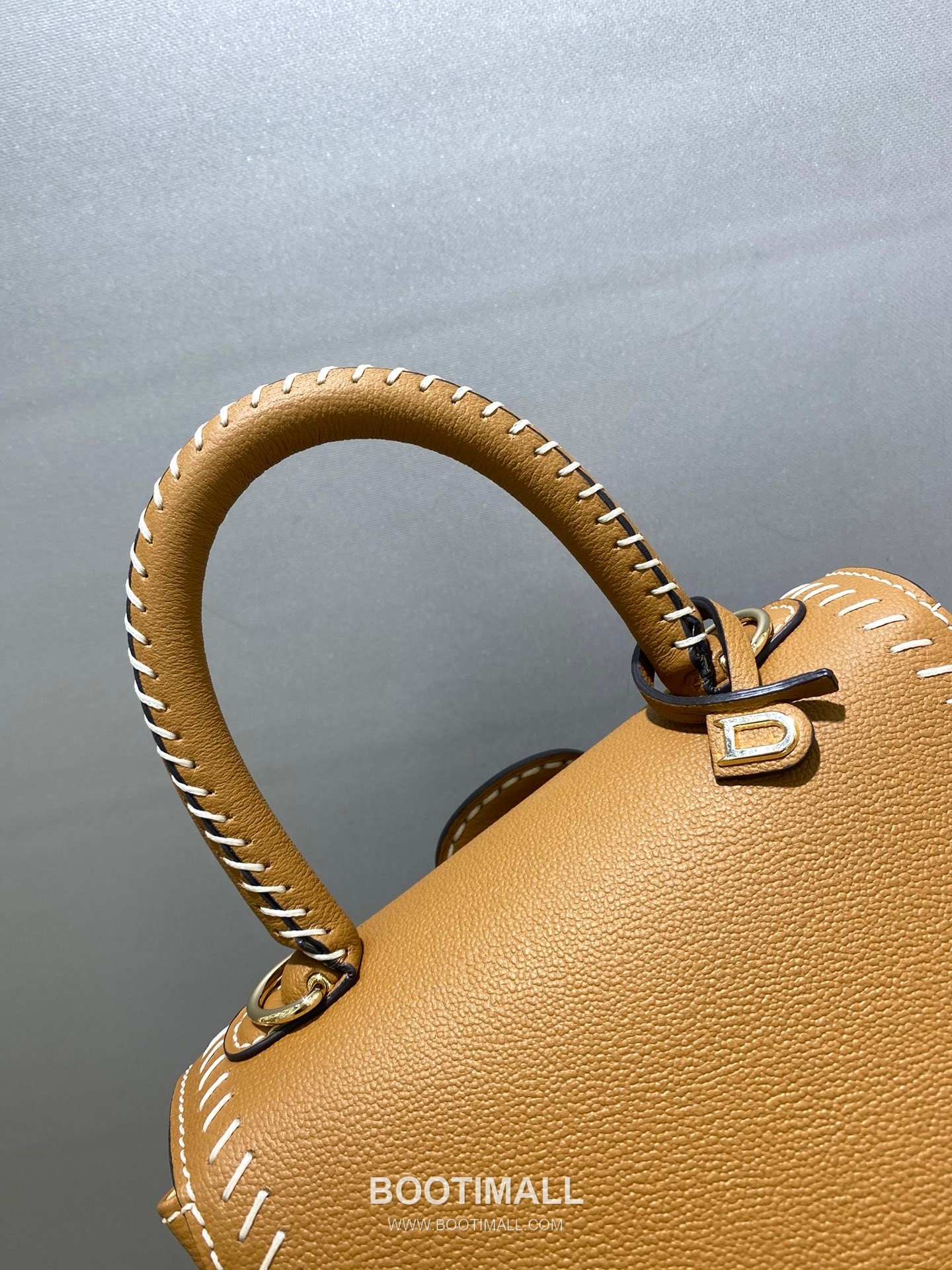 델보 브리앙 21 스몰 박스 카프스킨 카멜 스트랩 외부스티치 메탈락 플랩 핸드백 Delvaux Brillant 21 Small Box Calfskin Camel Strap External Stitch Metal Lock Flap Handbag 99125066 20cm 6