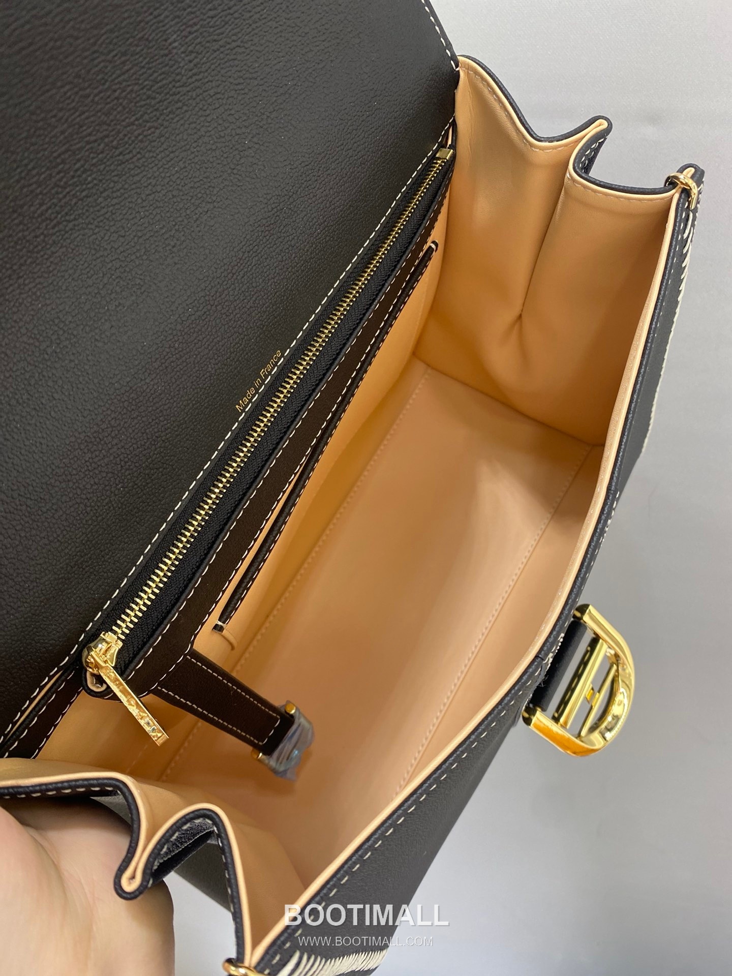 델보 브리앙 21 박스 카프스킨 카멜 스트랩 외부스티치 메탈락 플랩 핸드백 Delvaux Brillant 21 Box Calfskin Camel Strap External Stitch Metal Lock Flap Handbag 99150066 28cm 7