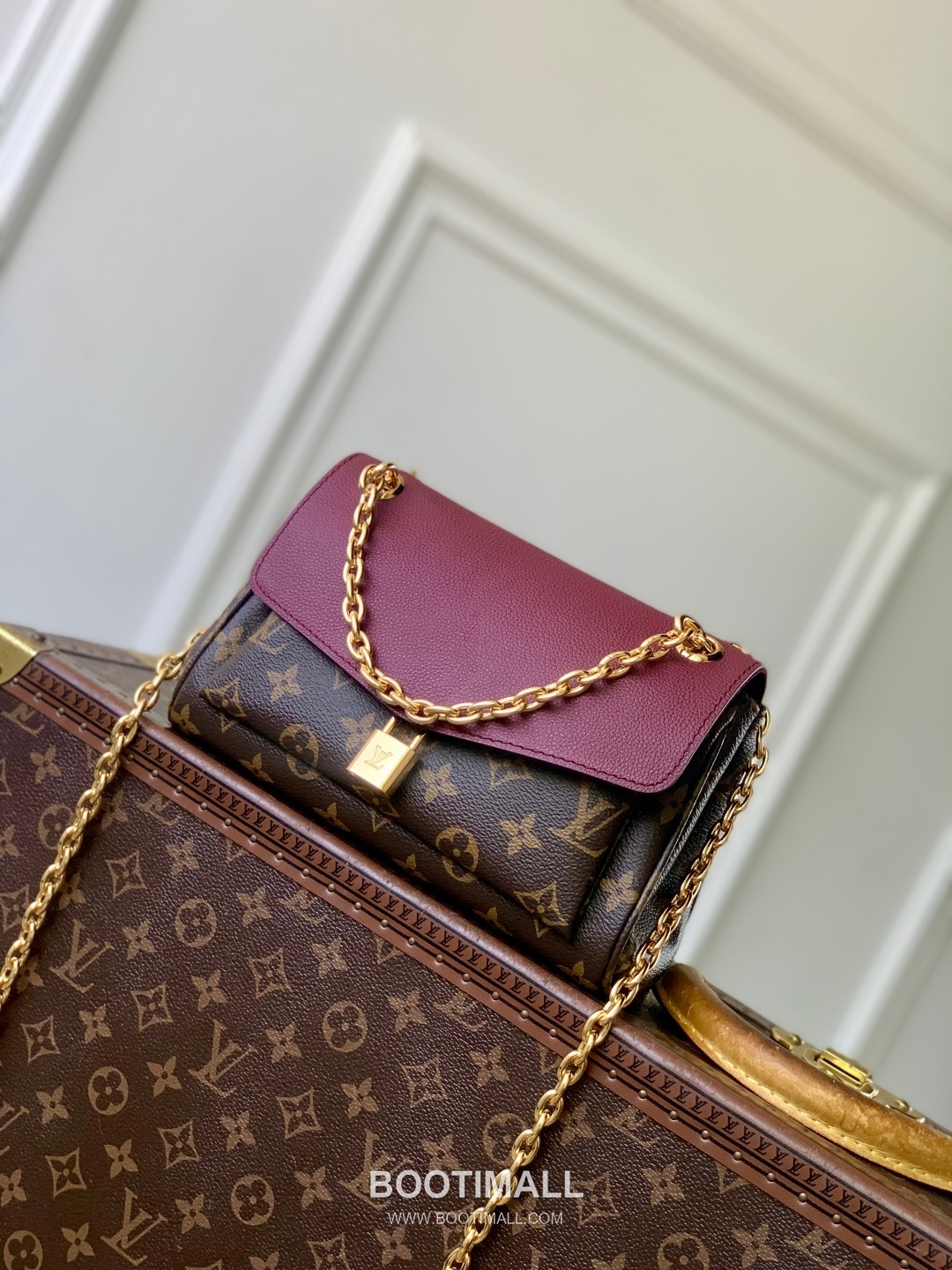 루이비통 생제르맹 BB 모노그램 캔버스 레더 체인 퍼플레드 숄더백 Louis Vuitton Saint-Germain BB Monogram Canvas Leather Chain Purple Red Shoulder Bag M27067 24cm 1
