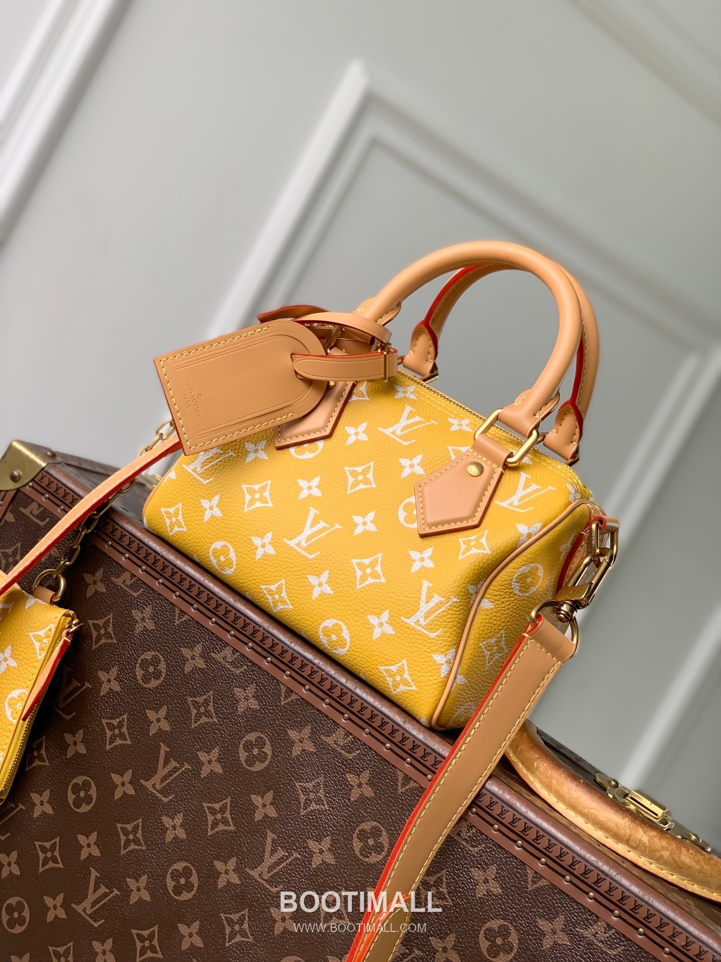 루이비통 스피디 P9 반둘리에 20 모노그램 카우하이드 레더 옐로우 더플백 Louis Vuitton Speedy P9 Bandouliere 20 Monogram Cowhide Leather Yellow Duffle Bag M28186 22cm 1