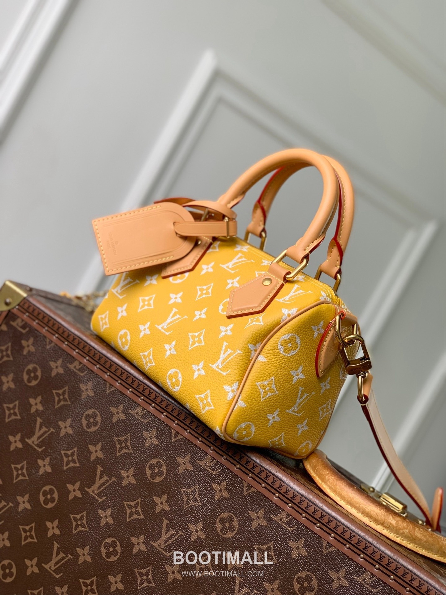 루이비통 스피디 P9 반둘리에 20 모노그램 카우하이드 레더 옐로우 더플백 Louis Vuitton Speedy P9 Bandouliere 20 Monogram Cowhide Leather Yellow Duffle Bag M28186 22cm 2