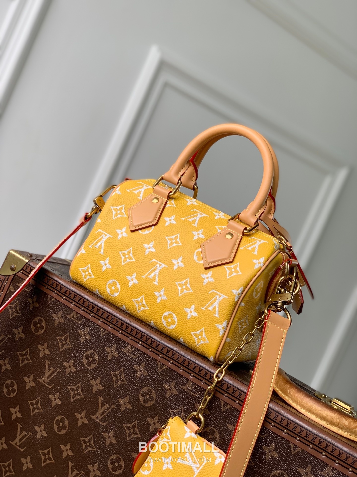 루이비통 스피디 P9 반둘리에 20 모노그램 카우하이드 레더 옐로우 더플백 Louis Vuitton Speedy P9 Bandouliere 20 Monogram Cowhide Leather Yellow Duffle Bag M28186 22cm 3