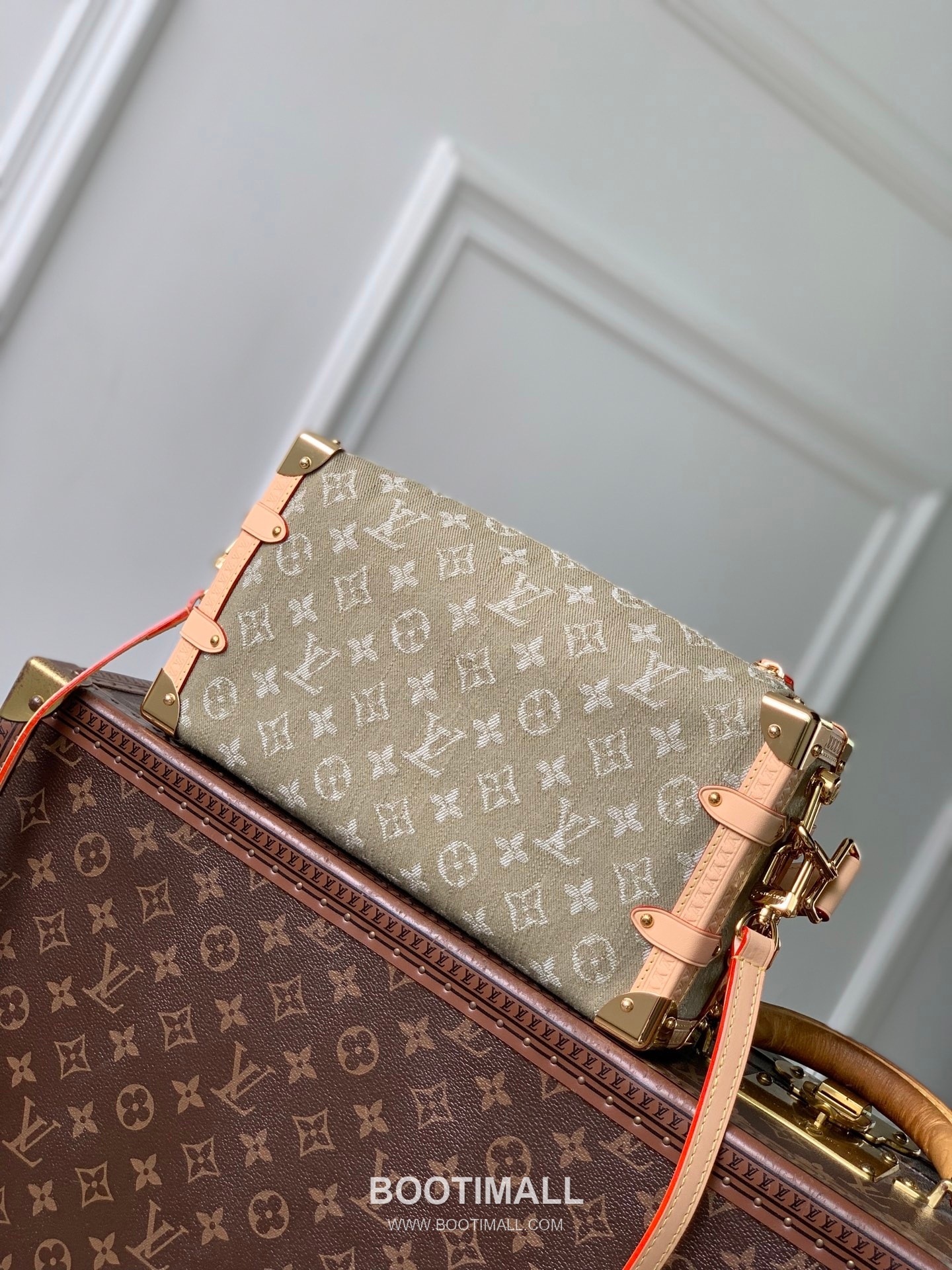 루이비통 사이드 트렁크 이스트웨스트 모노그램 레더 S락 체인 그린 숄더백 Louis Vuitton Side Trunk East-West Monogram Leather S-Lock Chain Green Shoulder Bag M27451 28cm 3