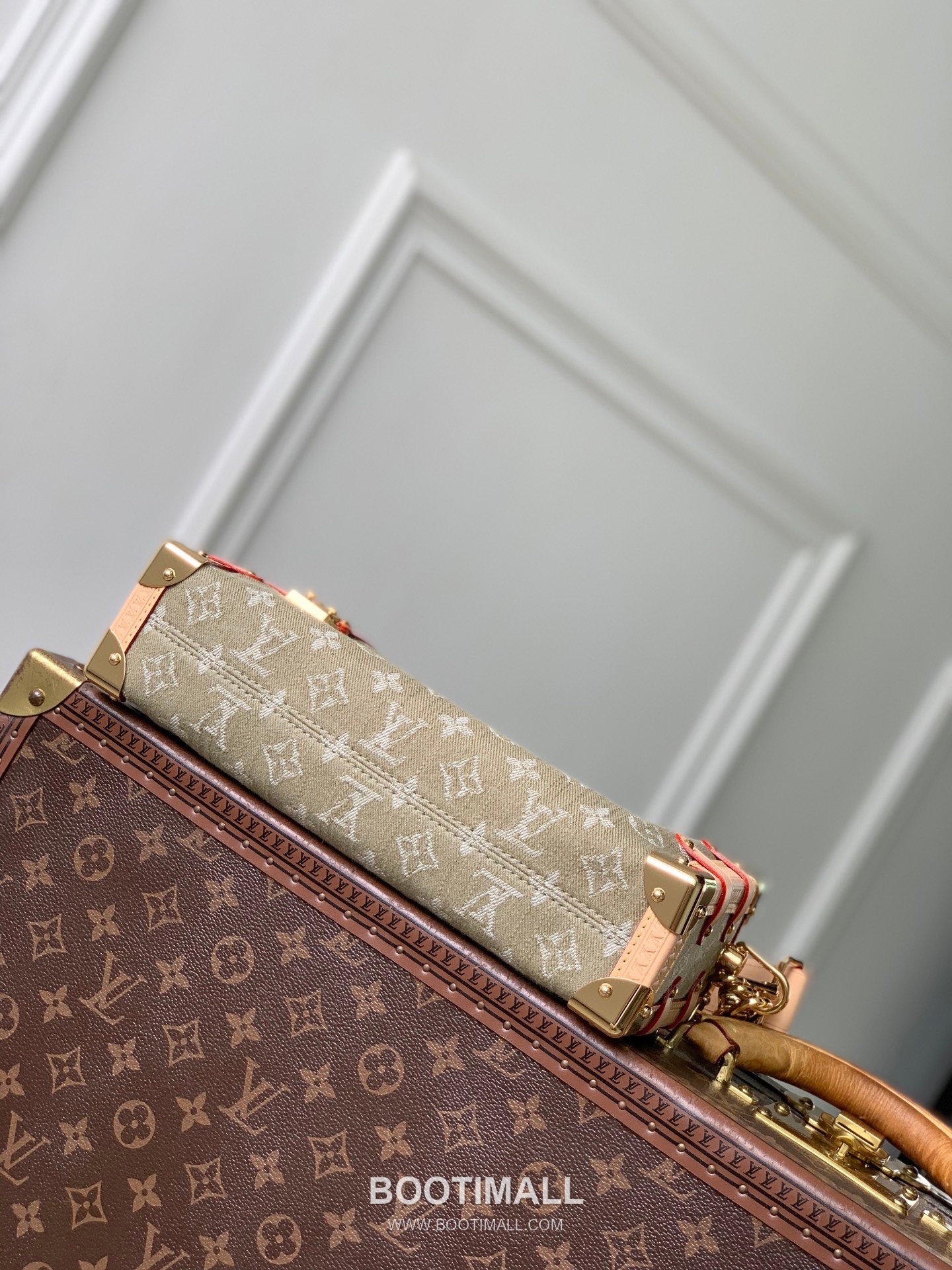 루이비통 사이드 트렁크 이스트웨스트 모노그램 레더 S락 체인 그린 숄더백 Louis Vuitton Side Trunk East-West Monogram Leather S-Lock Chain Green Shoulder Bag M27451 28cm 4