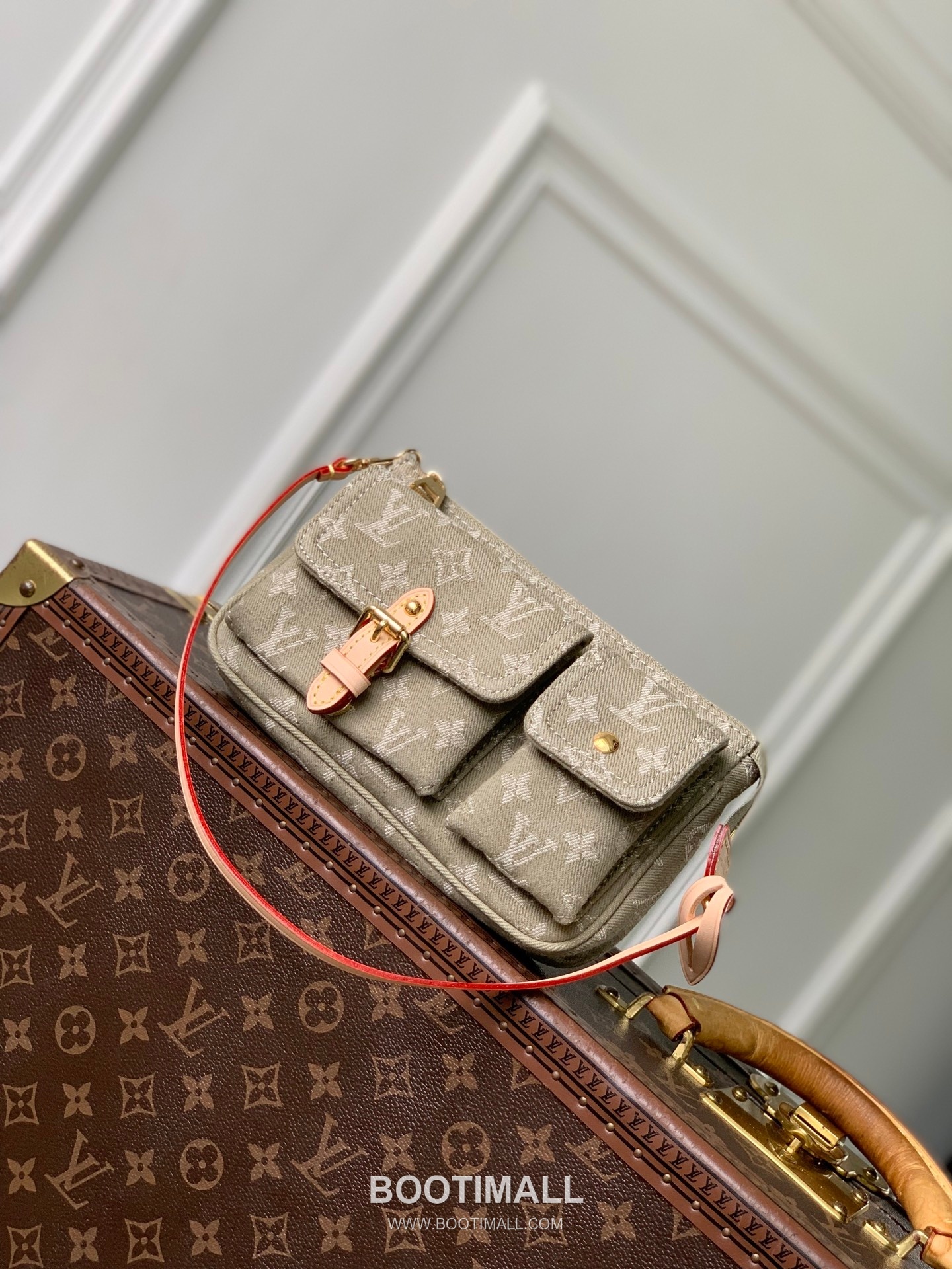 루이비통 포쉐트 악세수아 카고 코튼 레더 프론트포켓 그린 숄더백 Louis Vuitton Pochette Accessories Cargo Cotton Leather Front Pocket Green Shoulder Bag M27602 23.5cm 1