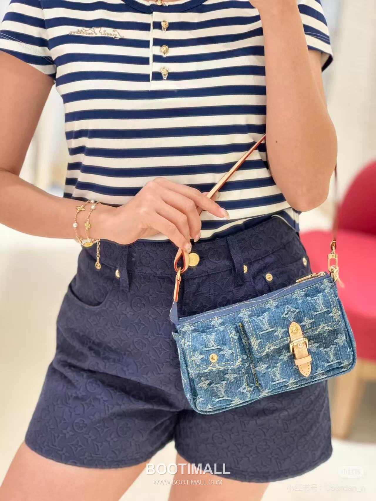 루이비통 포쉐트 악세수아 카고 코튼 레더 프론트포켓 그린 숄더백 Louis Vuitton Pochette Accessories Cargo Cotton Leather Front Pocket Green Shoulder Bag M27602 23.5cm 9