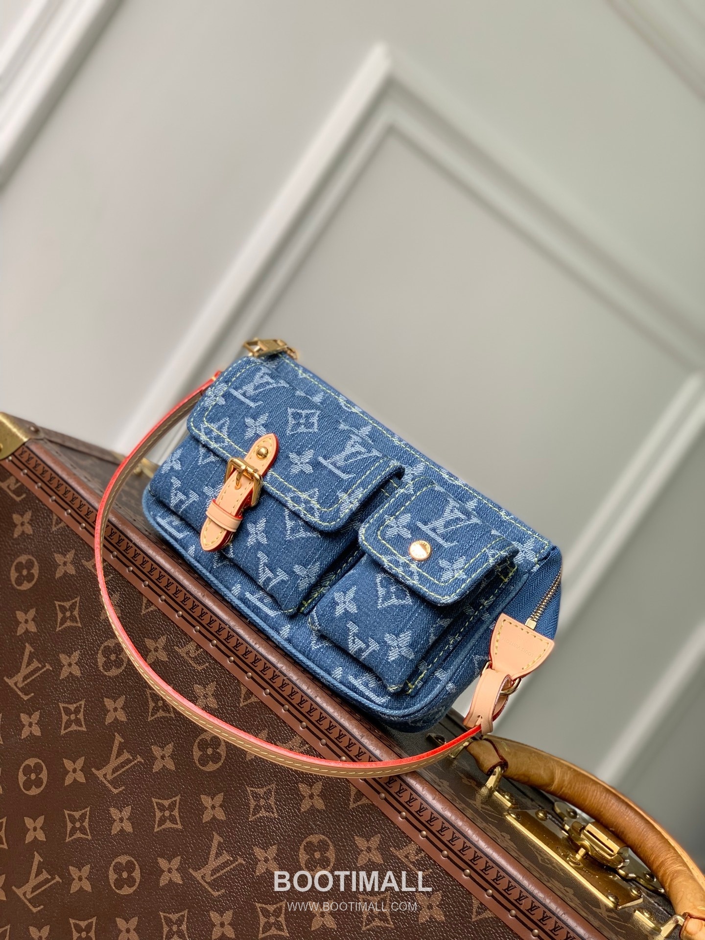 루이비통 포쉐트 악세수아 카고 코튼 레더 프론트포켓 그린 숄더백 Louis Vuitton Pochette Accessories Cargo Cotton Leather Front Pocket Green Shoulder Bag M27602 23.5cm 10