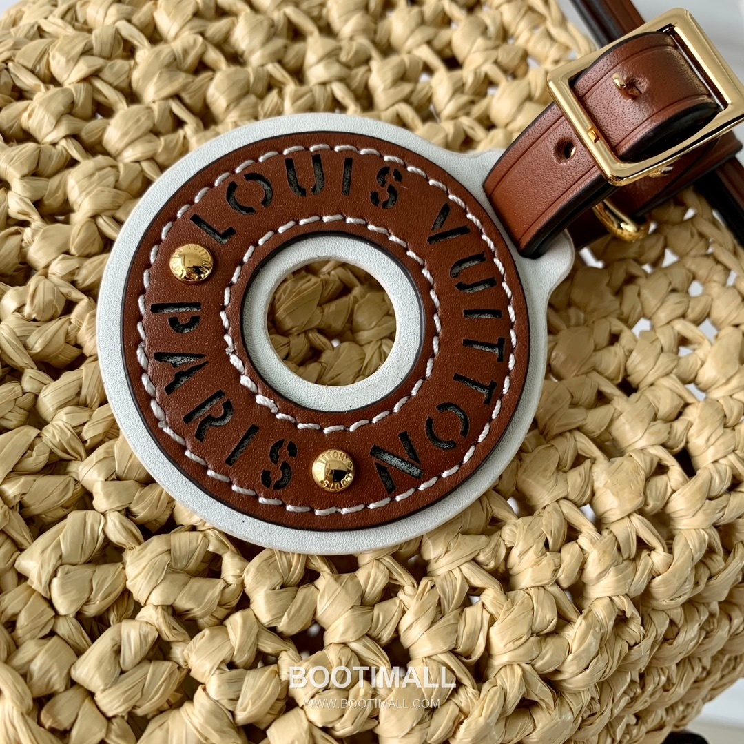 루이비통 노에 퍼스 라피아 레더 트리밍 드로우스트링 미니 버킷백 Louis Vuitton Noe Purse Raffia Leather Trim Drawstring Mini Bucket Bag M83521 12cm 5