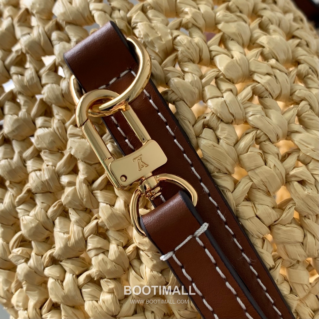 루이비통 노에 퍼스 라피아 레더 트리밍 드로우스트링 미니 버킷백 Louis Vuitton Noe Purse Raffia Leather Trim Drawstring Mini Bucket Bag M83521 12cm 6