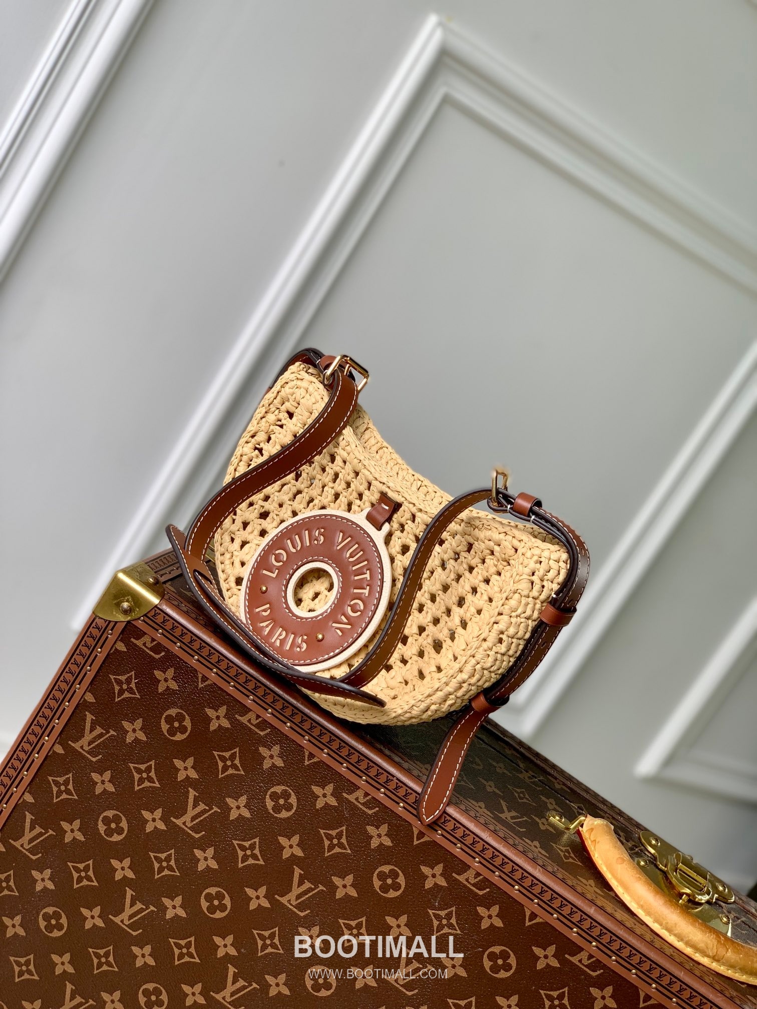 루이비통 크루아상 미디엄 라피아 레더 트리밍 하프문 숄더백 Louis Vuitton Croissant Medium Raffia Leather Trim Half Moon Shoulder Bag M24811 25cm 3
