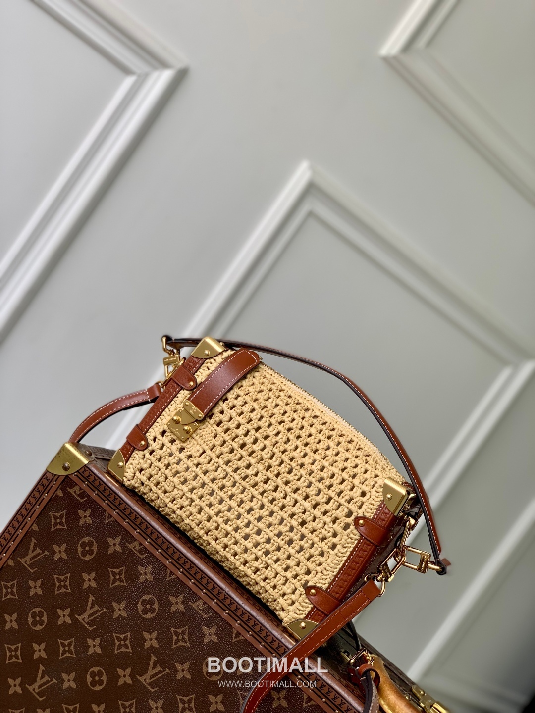 루이비통 사이드 트렁크 미디엄 라피아 레더 S락 하드웨어 내추럴 숄더백 Louis Vuitton Side Trunk Medium Raffia Leather S-Lock Hardware Natural Shoulder Bag M14405 23.5cm 1