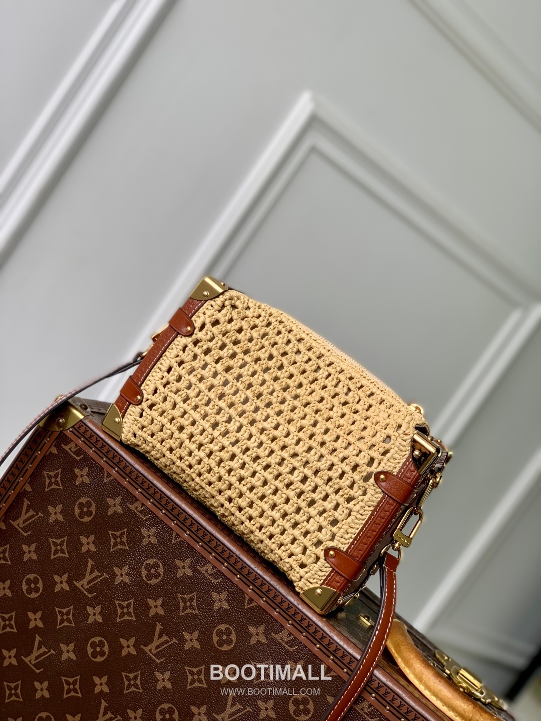 루이비통 사이드 트렁크 미디엄 라피아 레더 S락 하드웨어 내추럴 숄더백 Louis Vuitton Side Trunk Medium Raffia Leather S-Lock Hardware Natural Shoulder Bag M14405 23.5cm 3