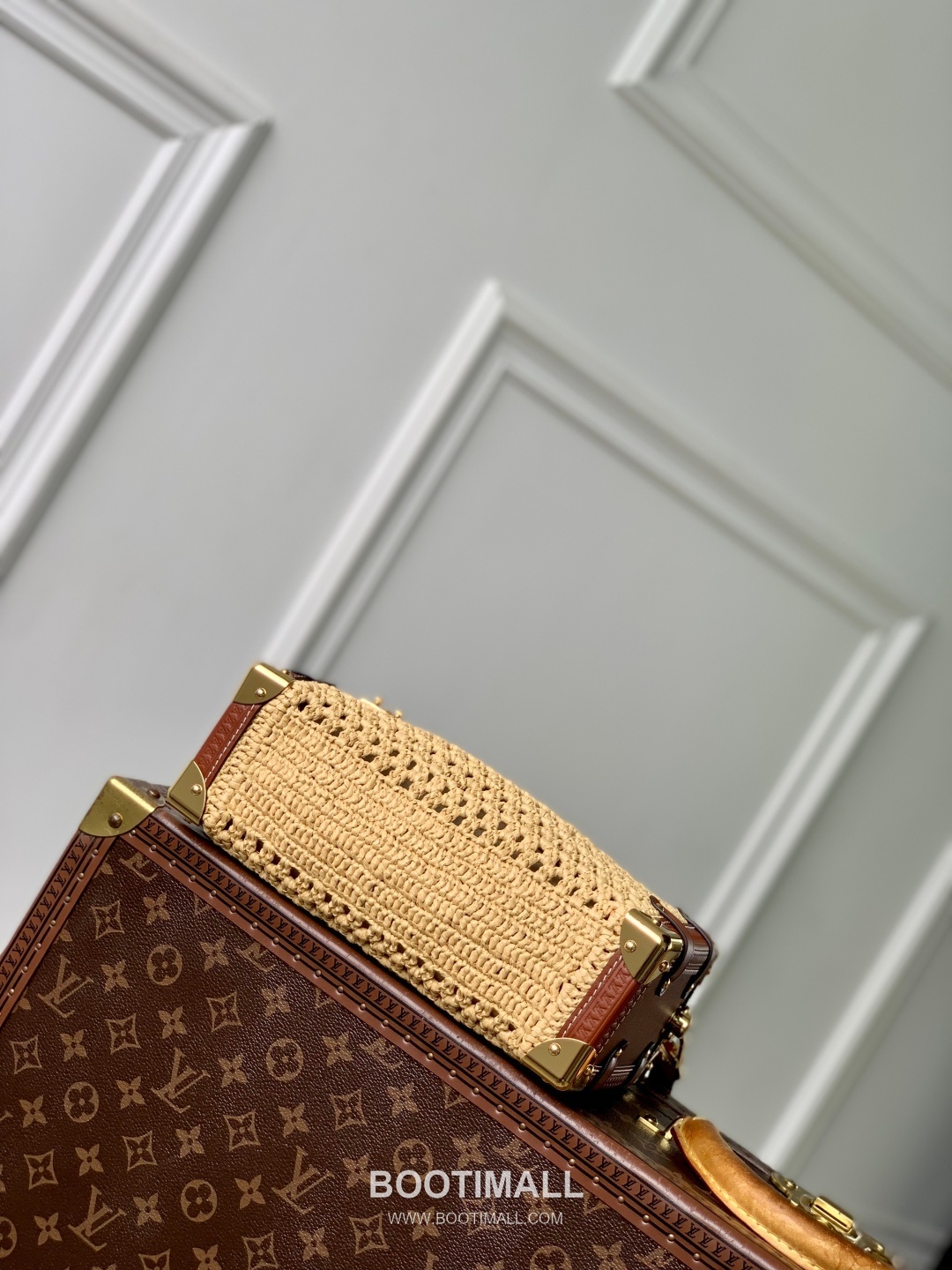 루이비통 사이드 트렁크 미디엄 라피아 레더 S락 하드웨어 내추럴 숄더백 Louis Vuitton Side Trunk Medium Raffia Leather S-Lock Hardware Natural Shoulder Bag M14405 23.5cm 4