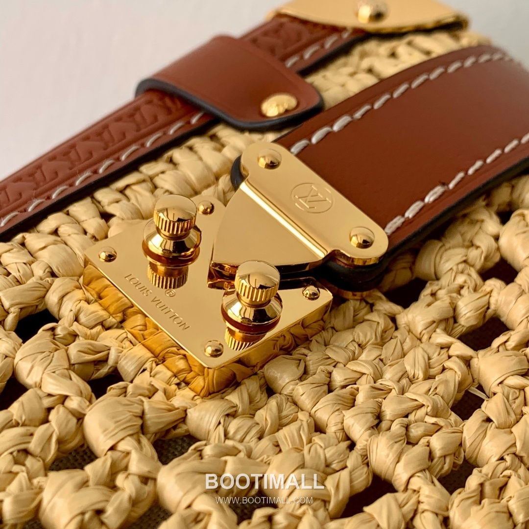 루이비통 사이드 트렁크 미디엄 라피아 레더 S락 하드웨어 내추럴 숄더백 Louis Vuitton Side Trunk Medium Raffia Leather S-Lock Hardware Natural Shoulder Bag M14405 23.5cm 5